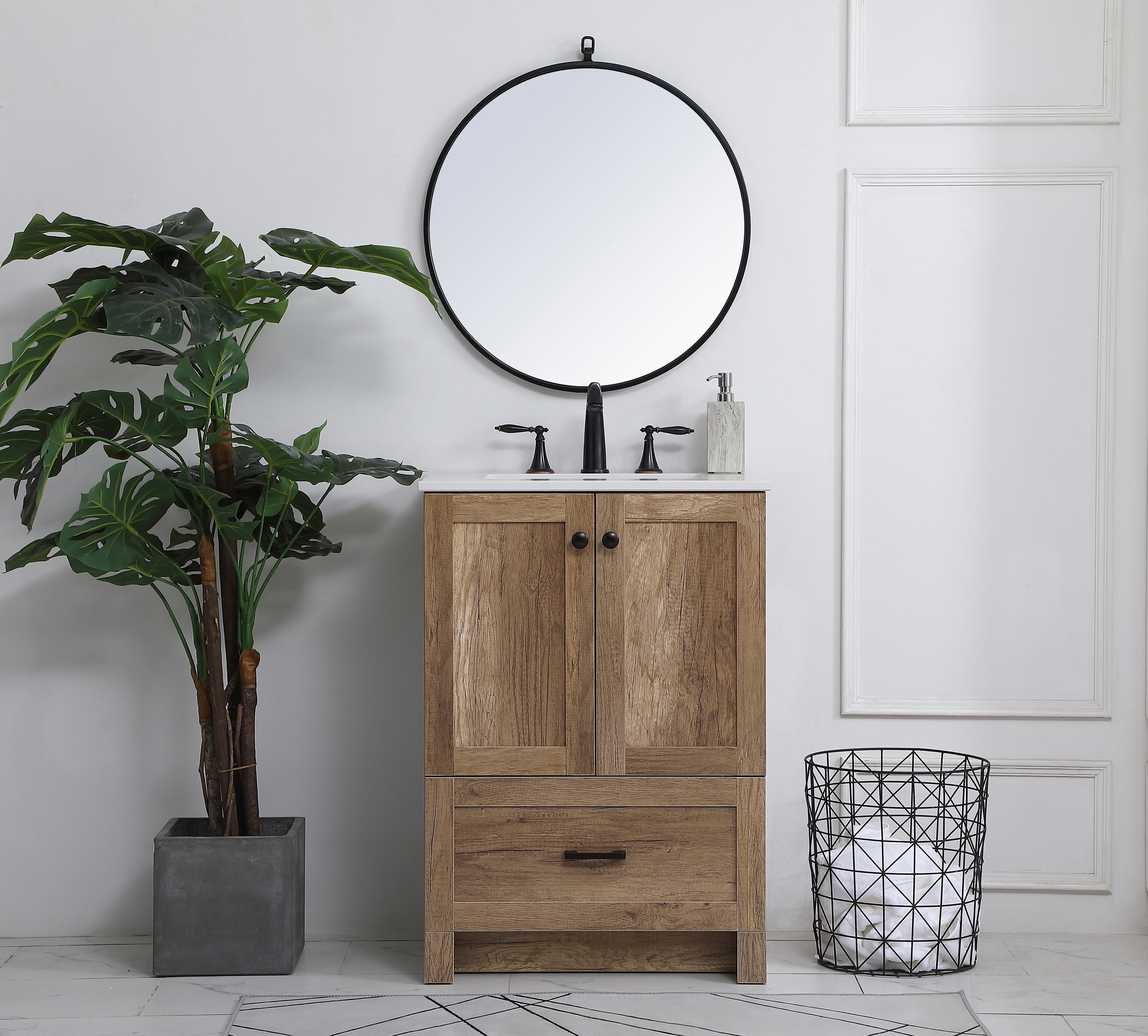 Weathered 24" Single Bathroom Vanity, Natural Oak, large