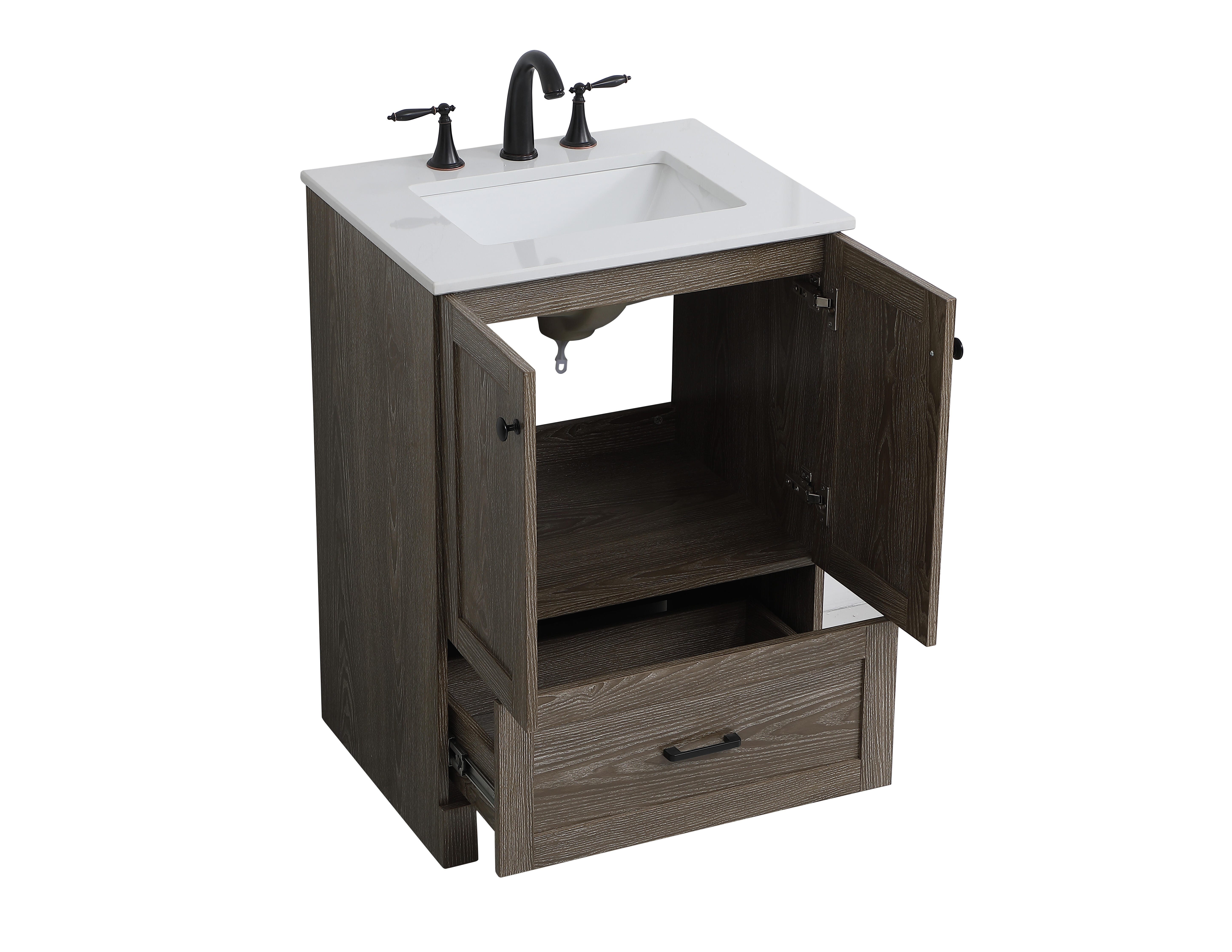 Weathered 24" Single Bathroom Vanity, Weathered Oak, large