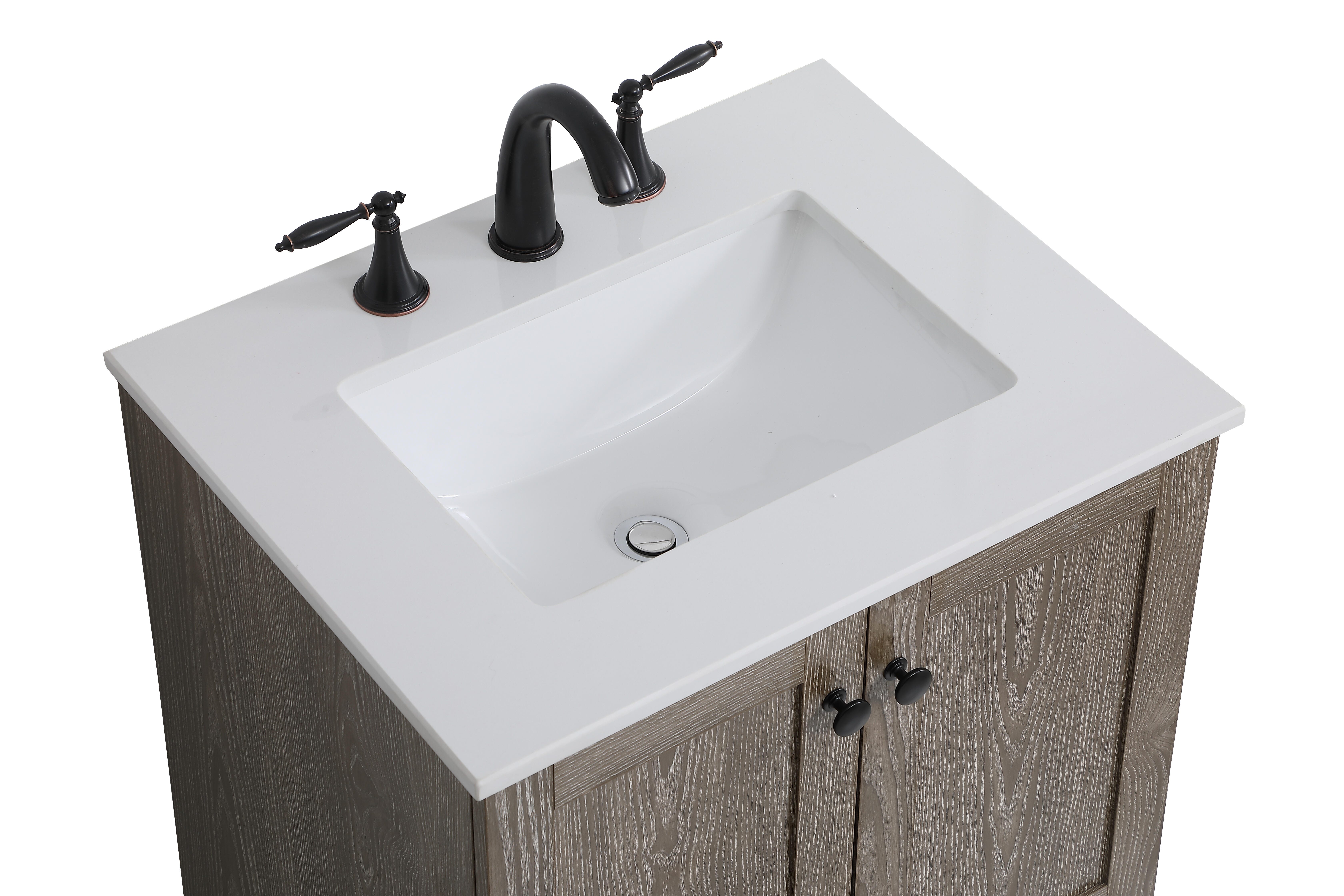 Weathered 24" Single Bathroom Vanity, Weathered Oak, large