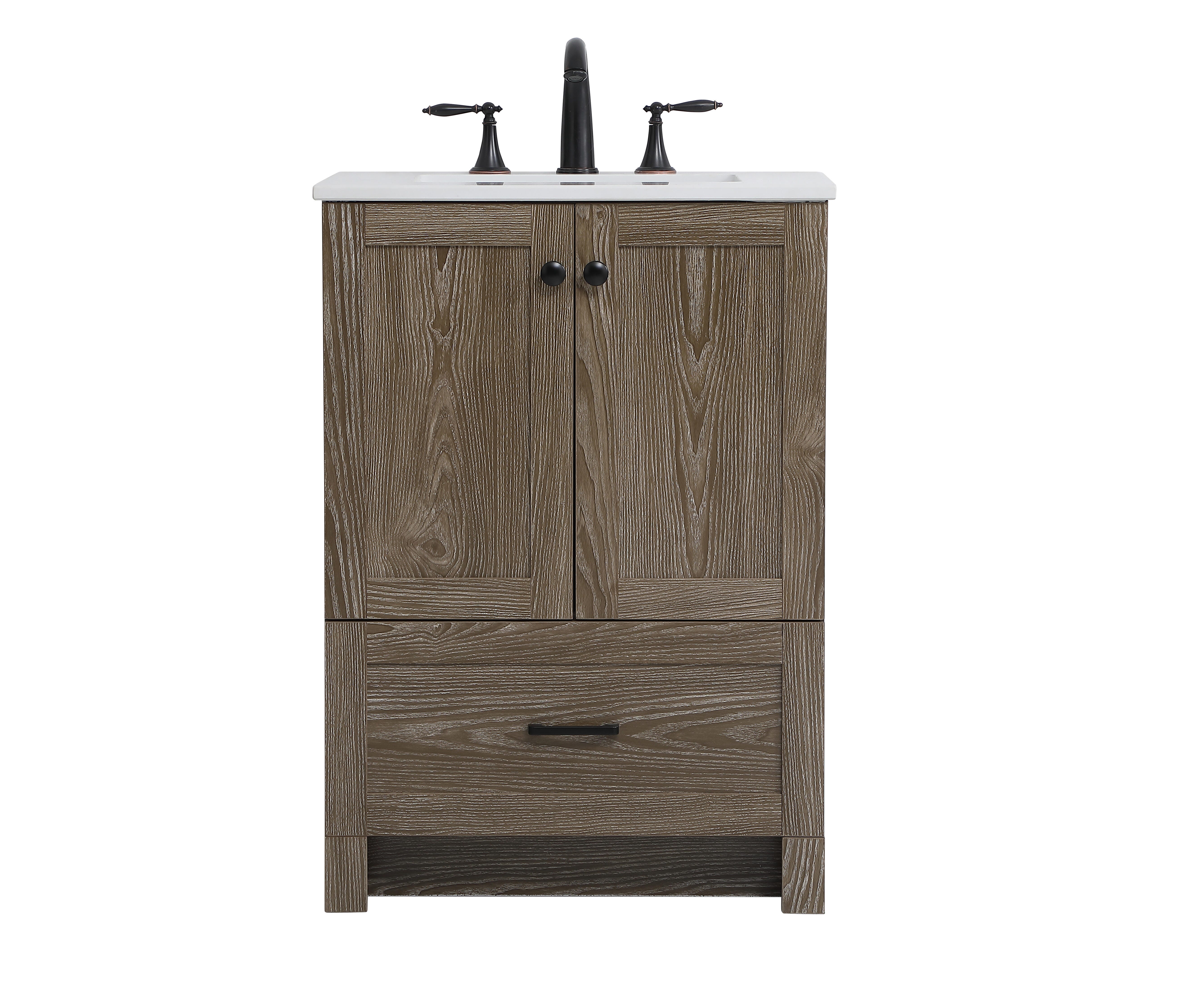 Weathered 24" Single Bathroom Vanity, Weathered Oak, large