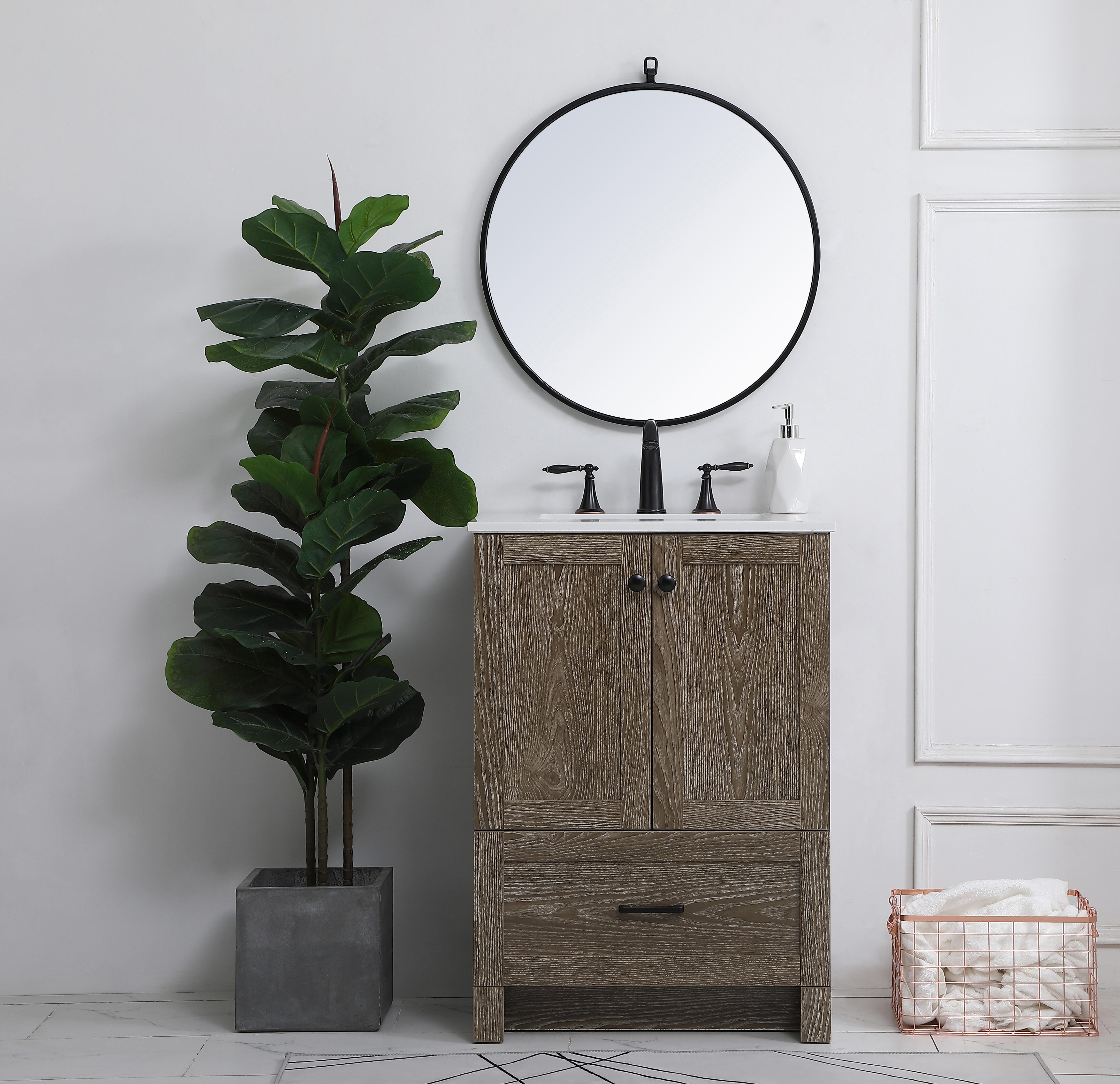 Weathered 24" Single Bathroom Vanity, Weathered Oak, large