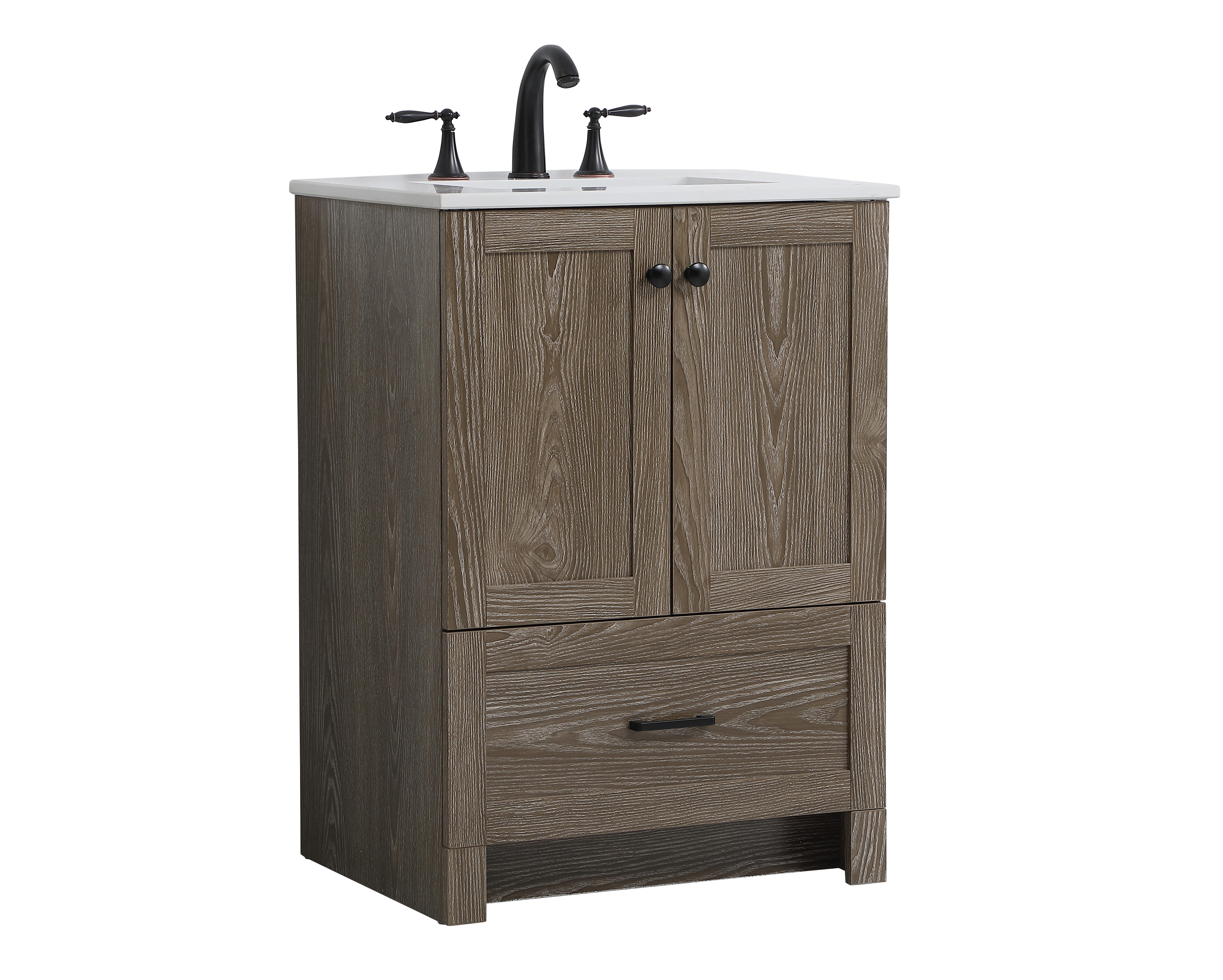 Weathered 24" Single Bathroom Vanity, Weathered Oak, large