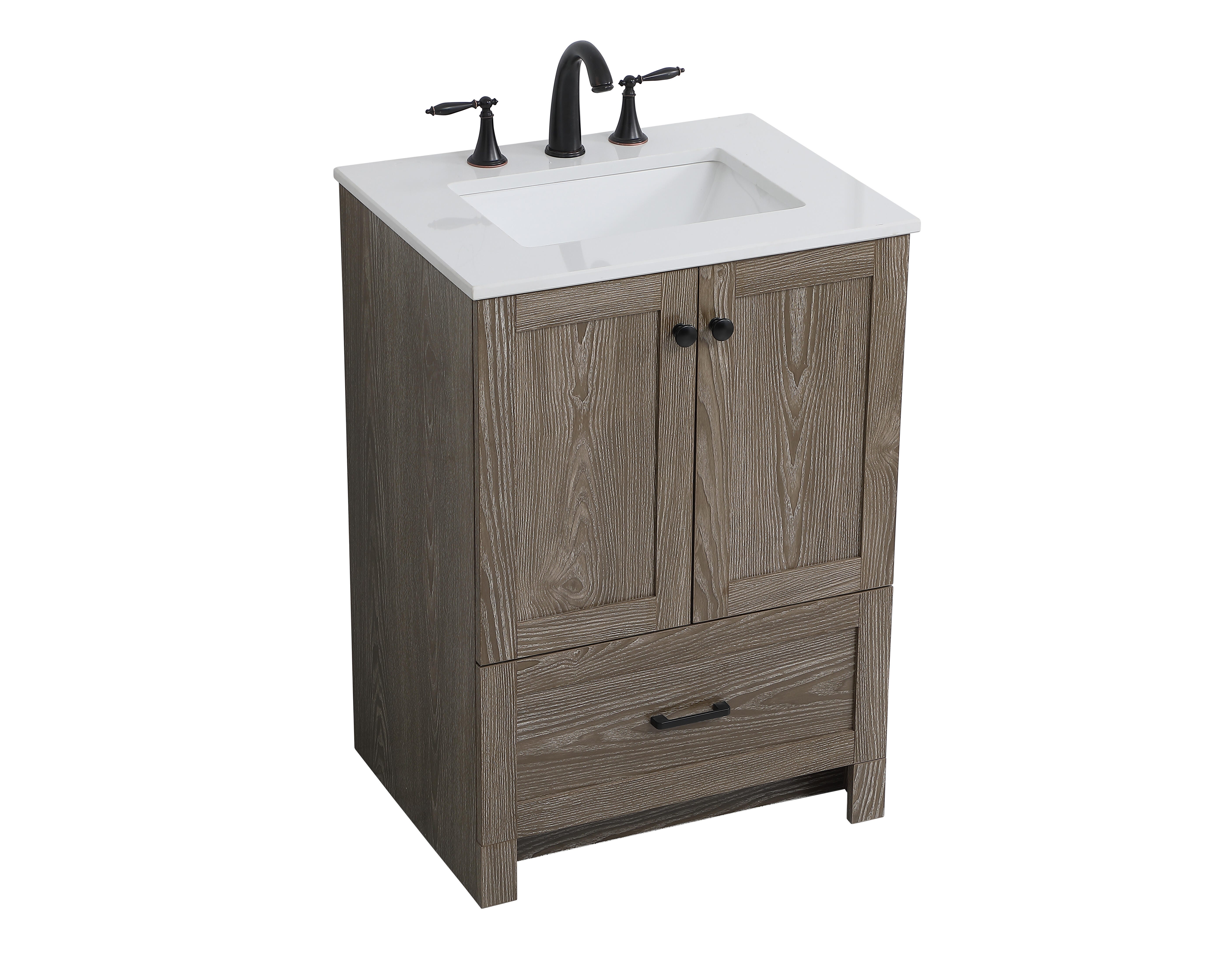 Weathered 24" Single Bathroom Vanity, Weathered Oak, large