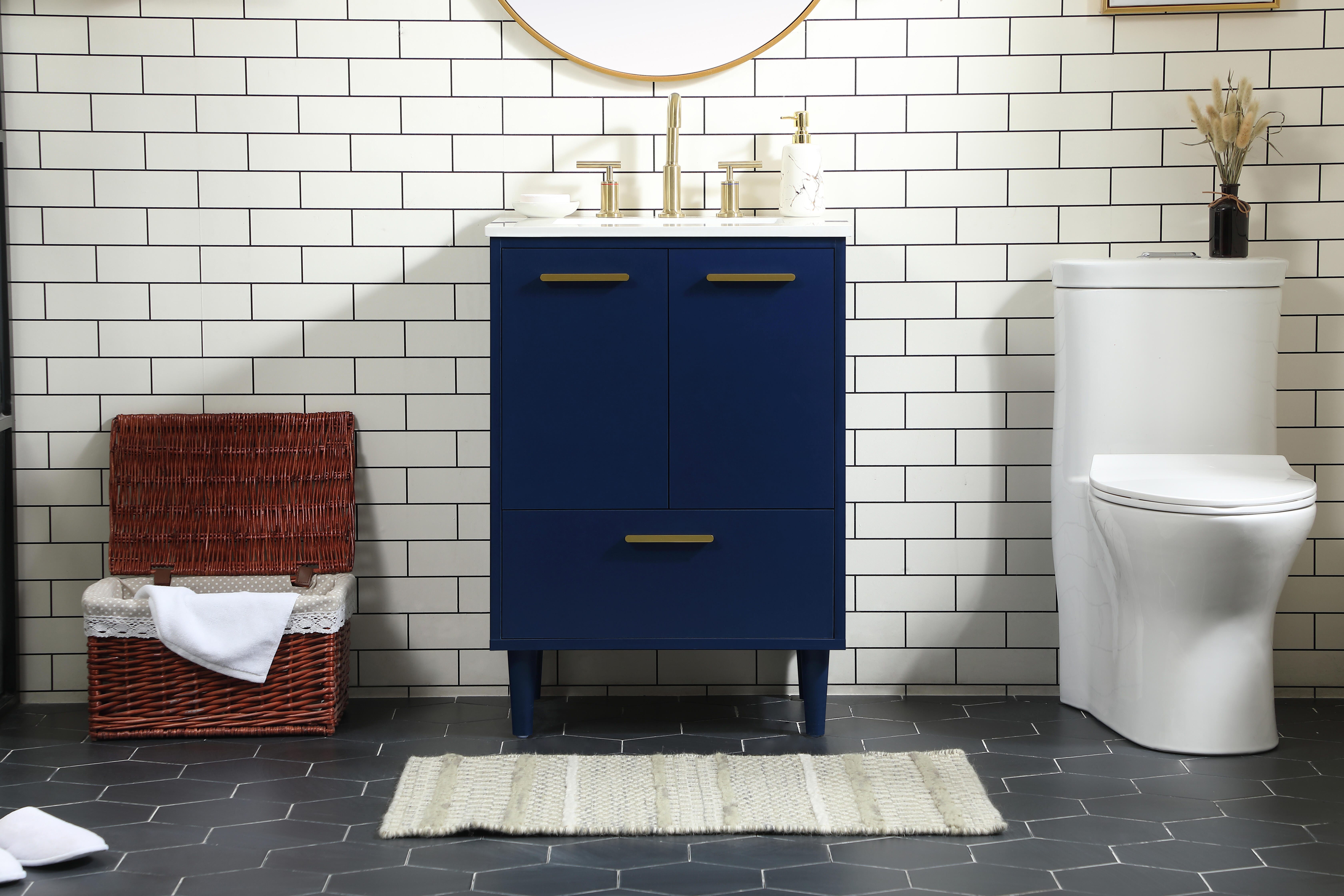 Baldwin 24" Bathroom Vanity, Blue, rollover