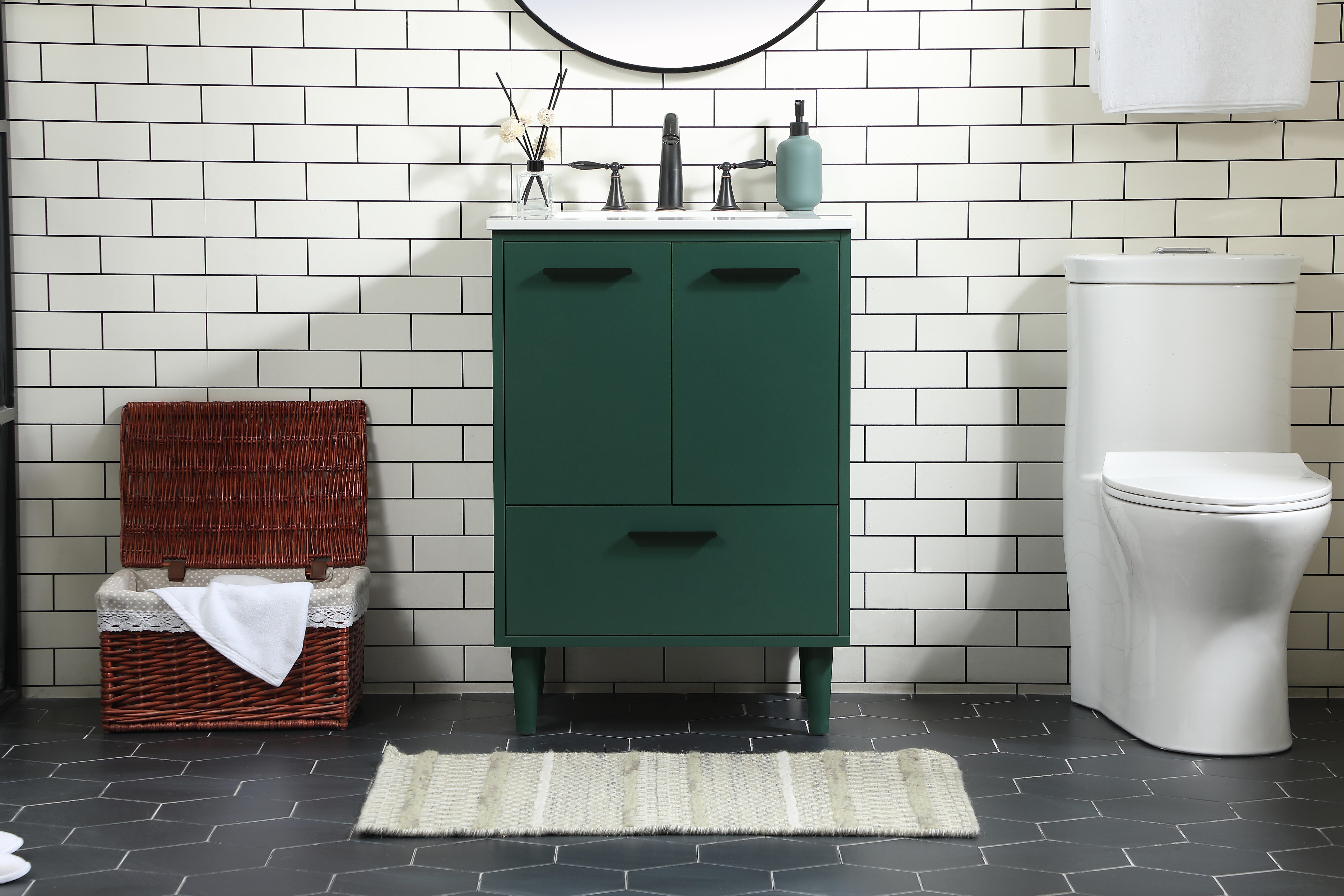 Baldwin 24" Bathroom Vanity, Green, rollover