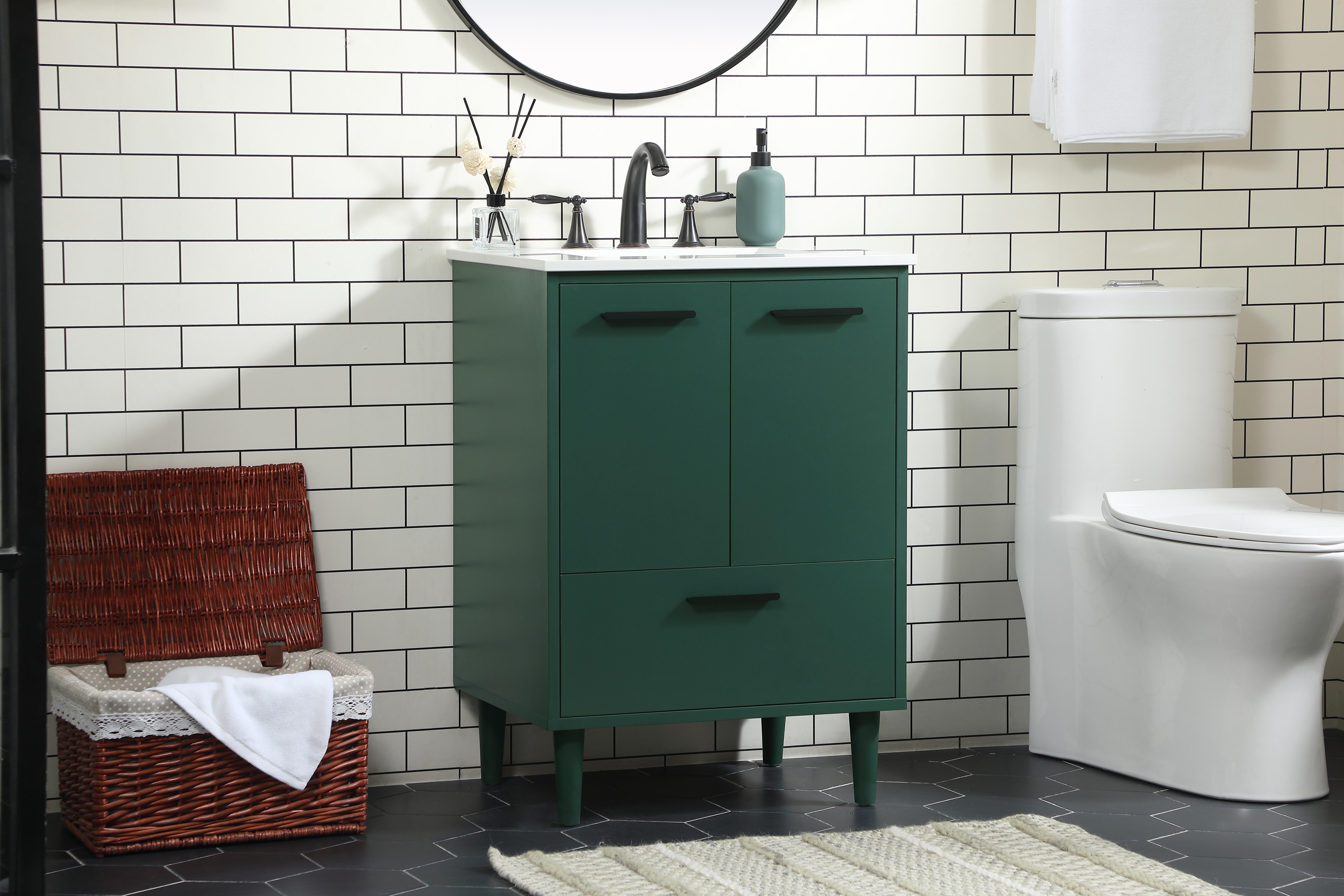 Baldwin 24" Bathroom Vanity, Green, large