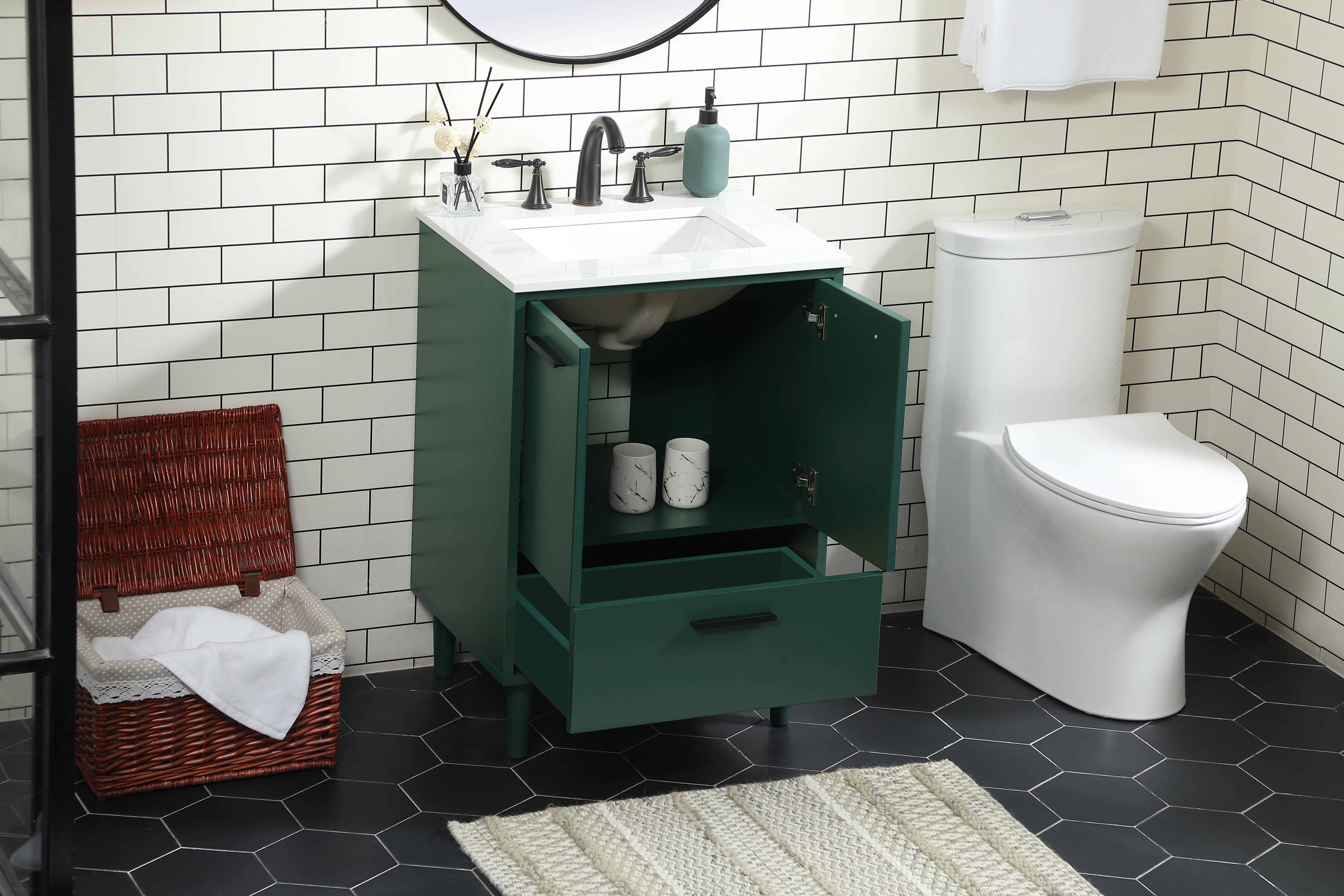 Baldwin 24" Bathroom Vanity, Green, large