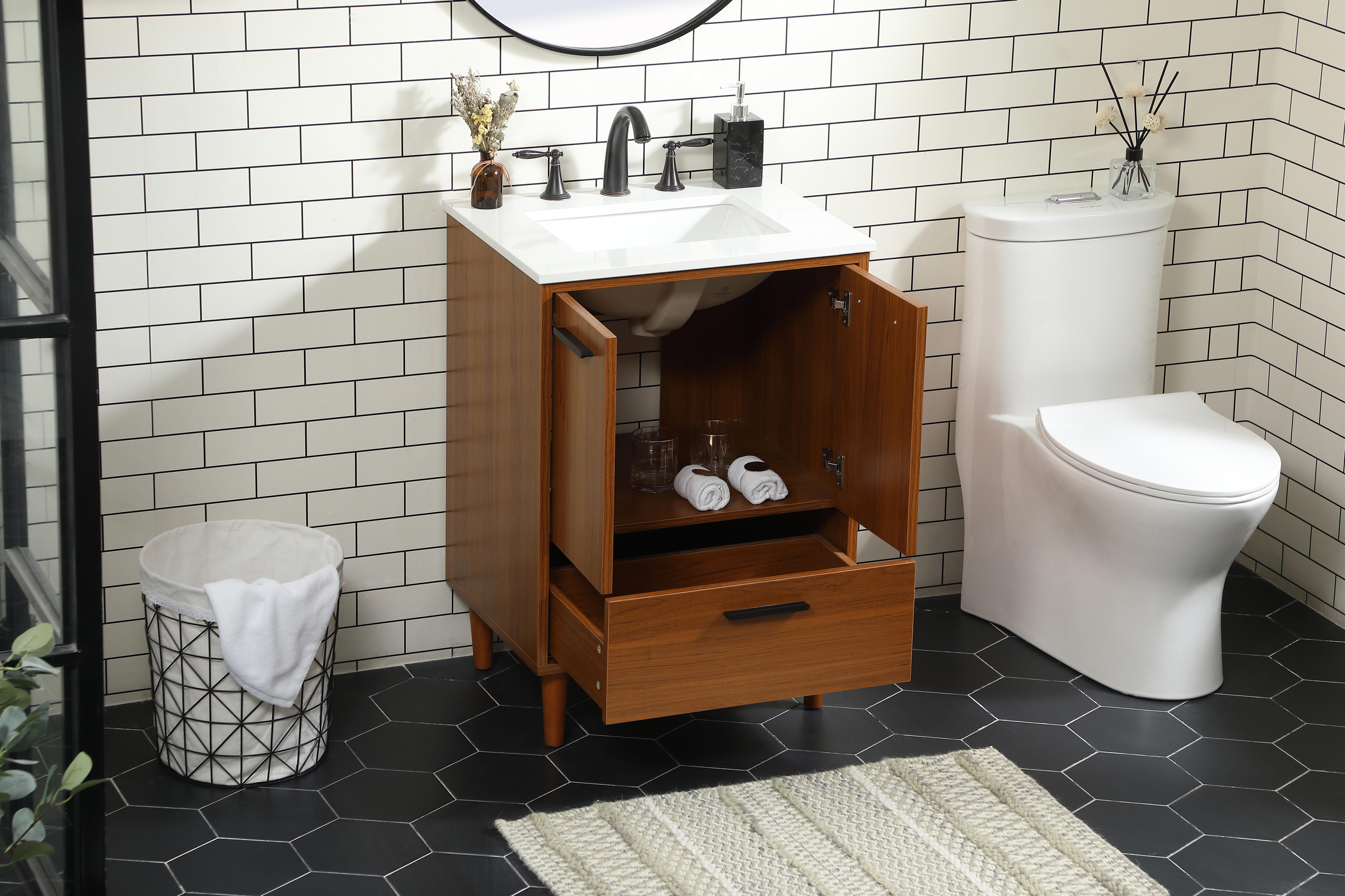 Baldwin 24" Bathroom Vanity, Teak, large