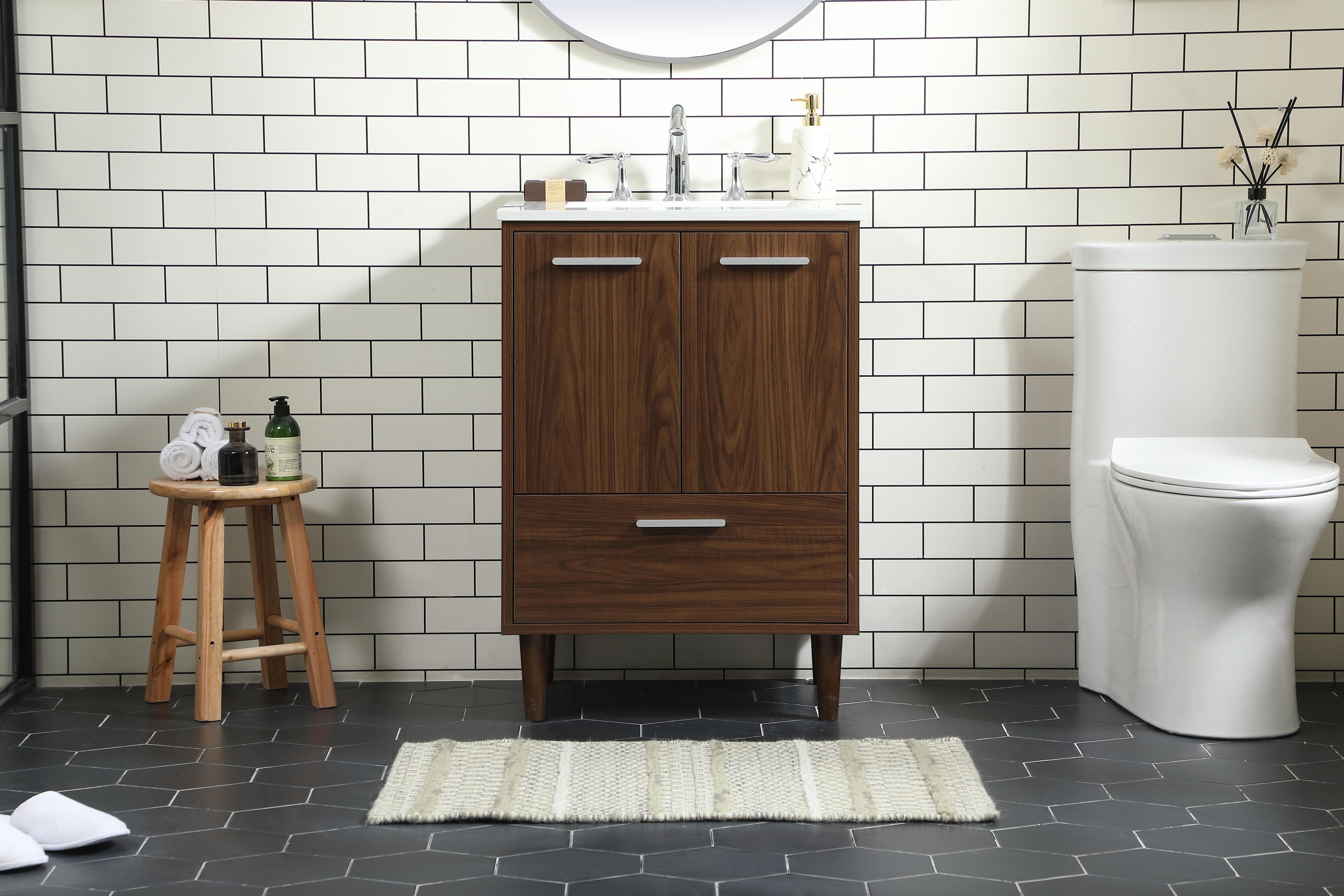 Baldwin 24" Bathroom Vanity, Walnut, rollover