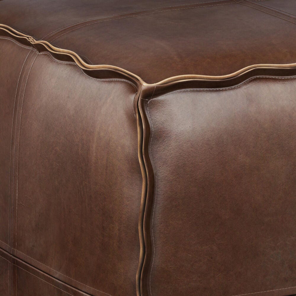 Simpli Home Brody Brody Transitional Square Pouf in Distressed Dark Brown Faux Leather, , large