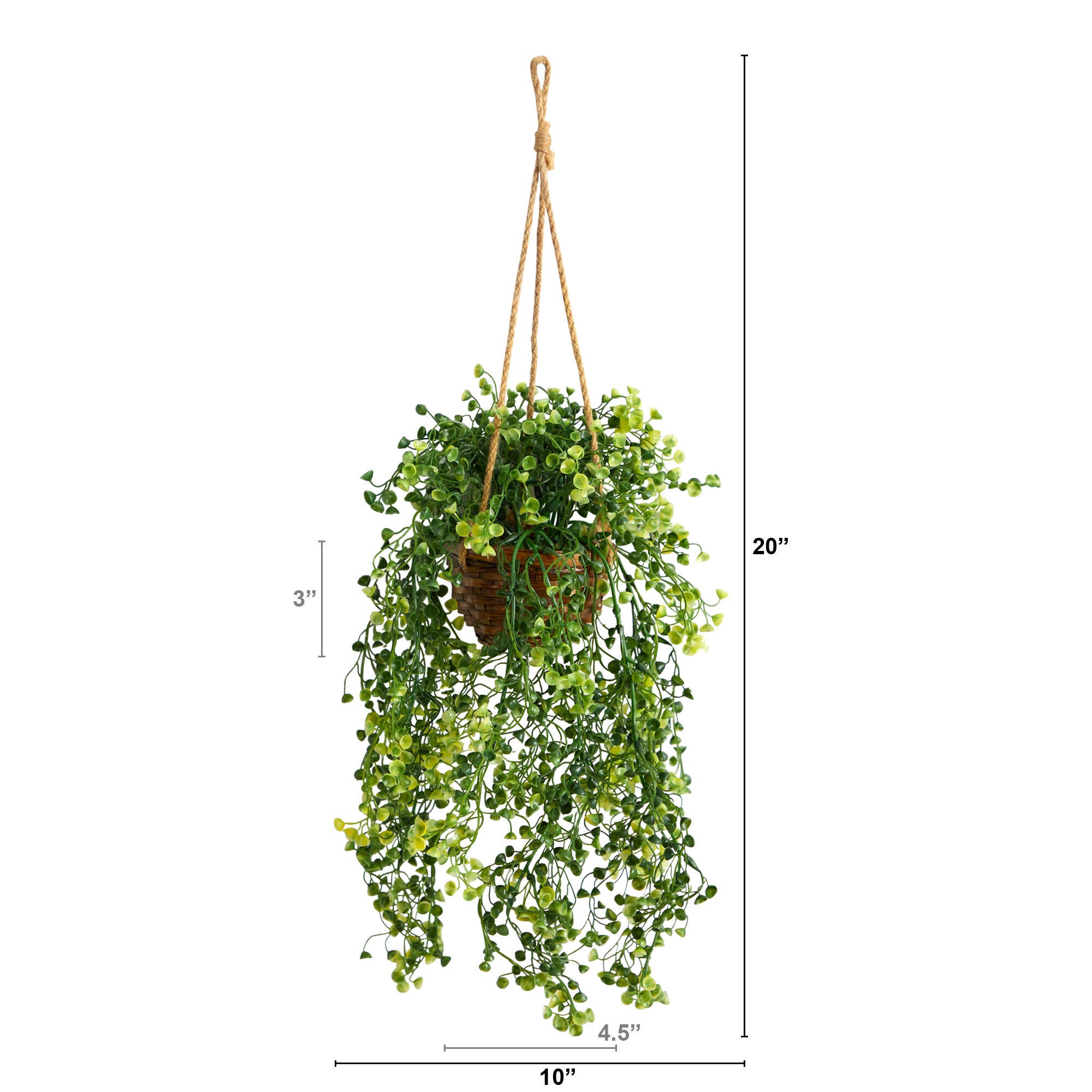 20” Baby Tear Artificial Plant in Hanging Basket, , large