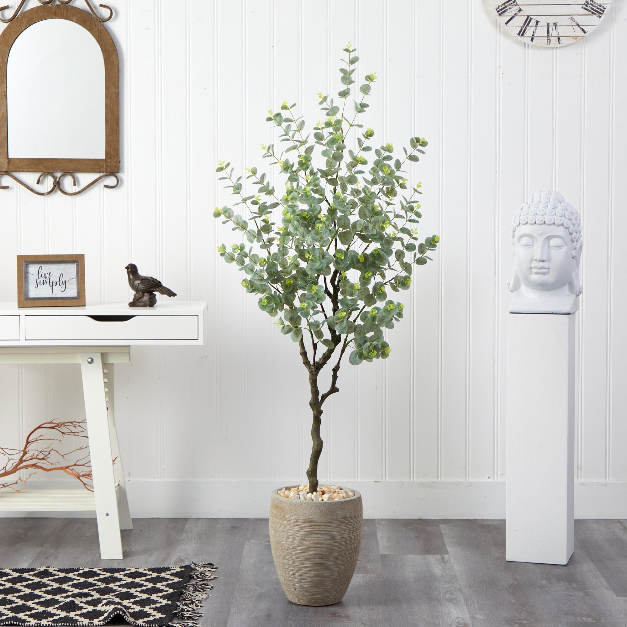 5&rsquo; Eucalyptus Artificial Tree in Sandstone Planter, , rollover