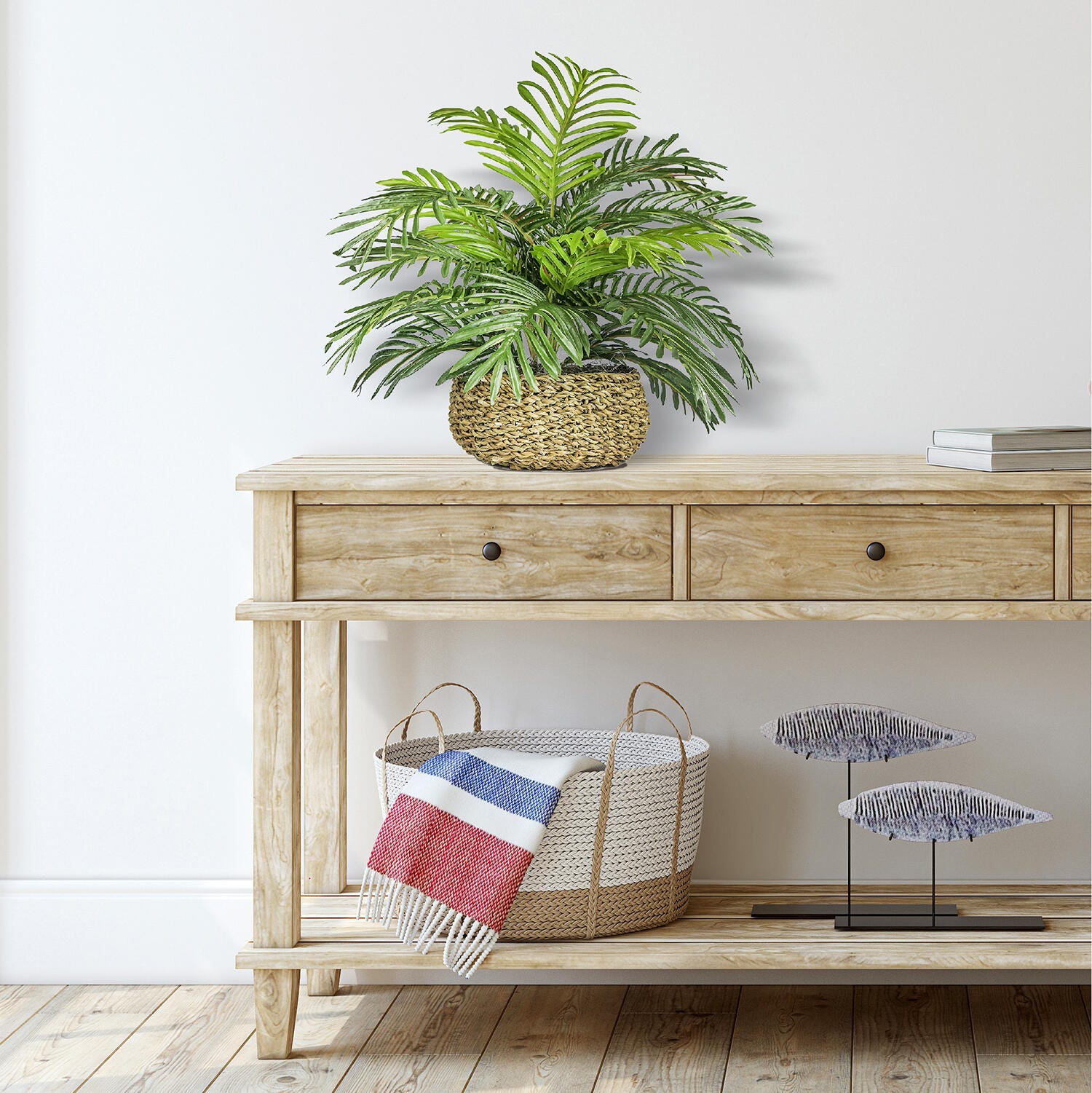 Palm in Low Basket Planter, , large