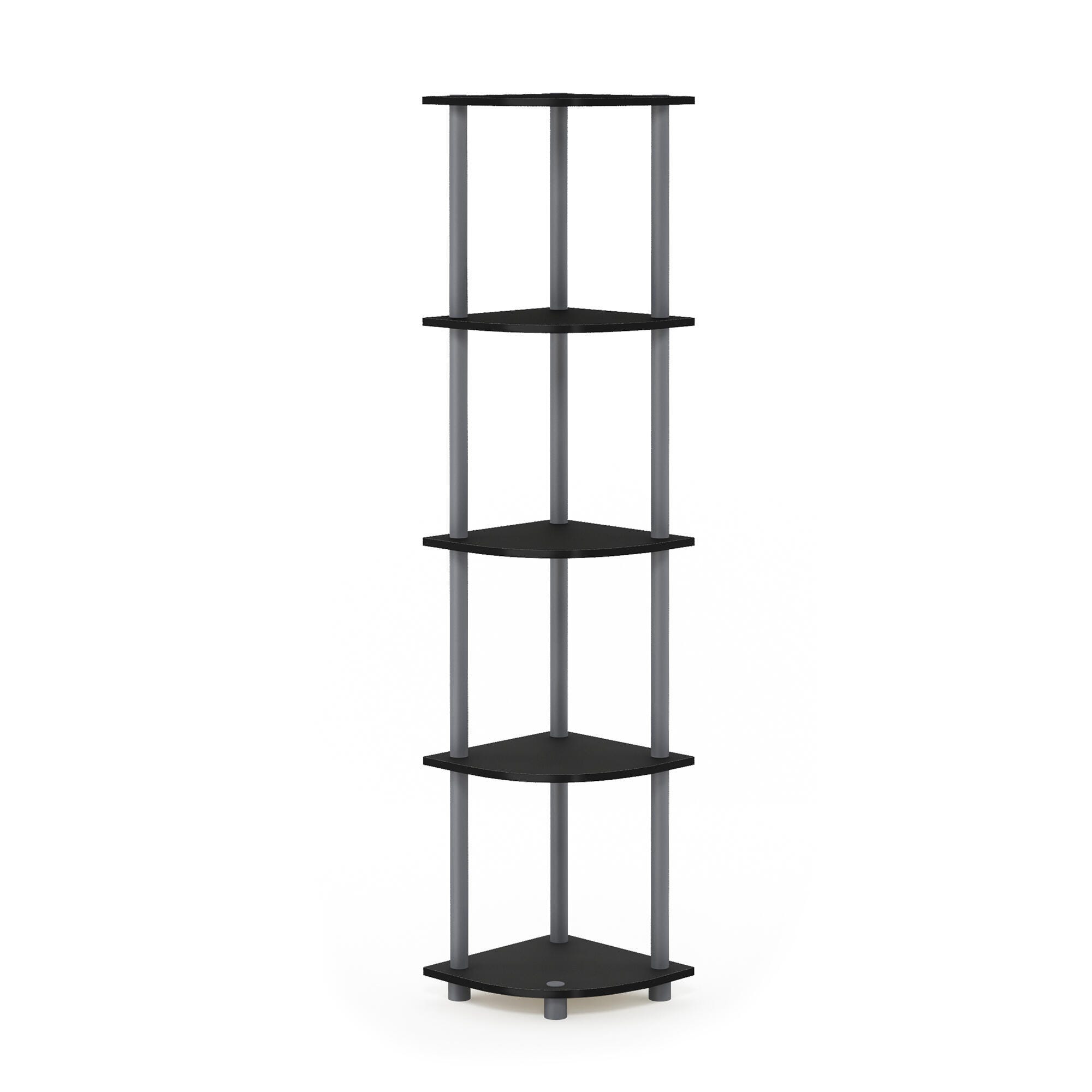 Furinno Turn-N-Tube 5 Tier Corner Display Rack Multipurpose Shelving Unit, Black/Gray, large