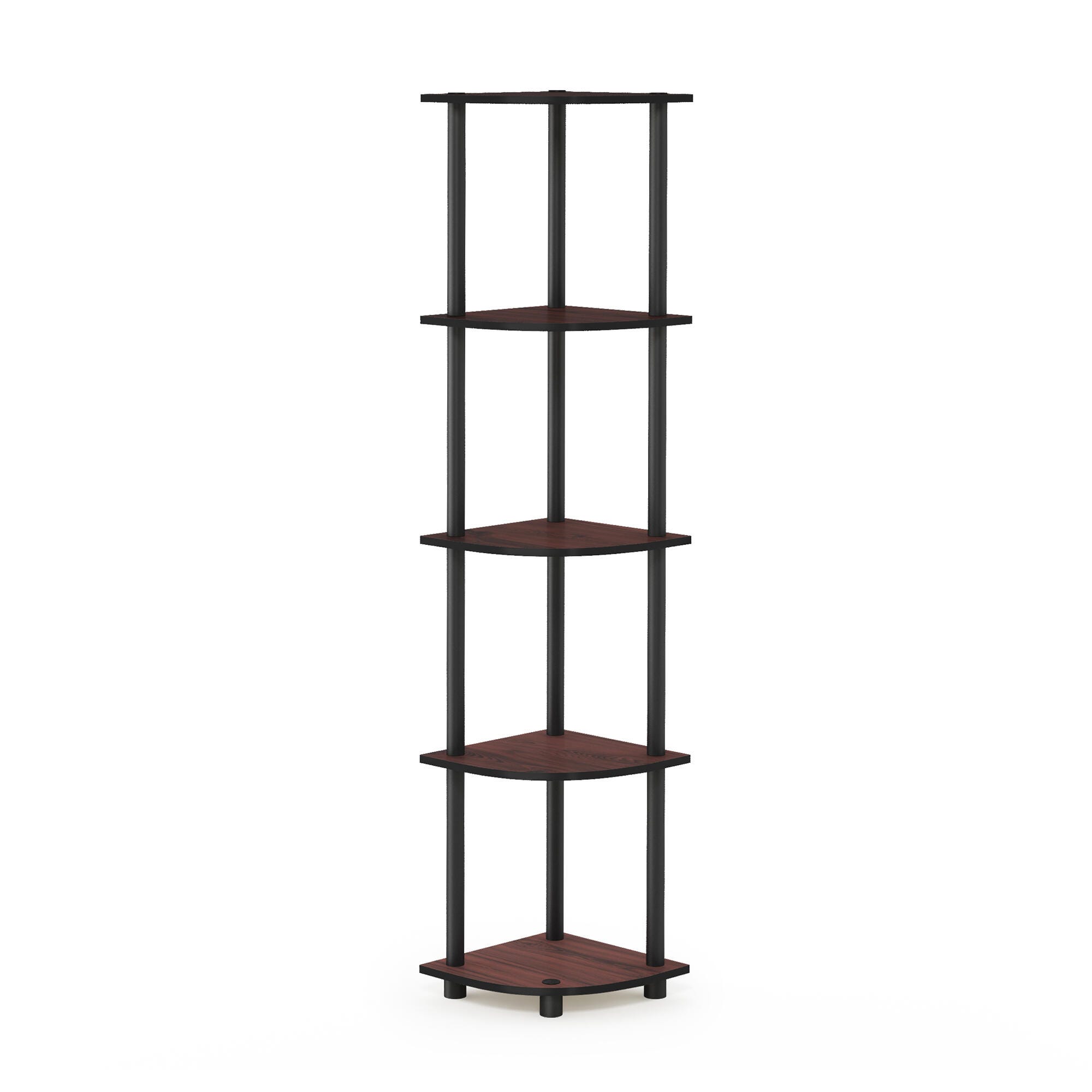 Furinno Turn-N-Tube 5 Tier Corner Display Rack Multipurpose Shelving Unit, Dark Cherry/Black