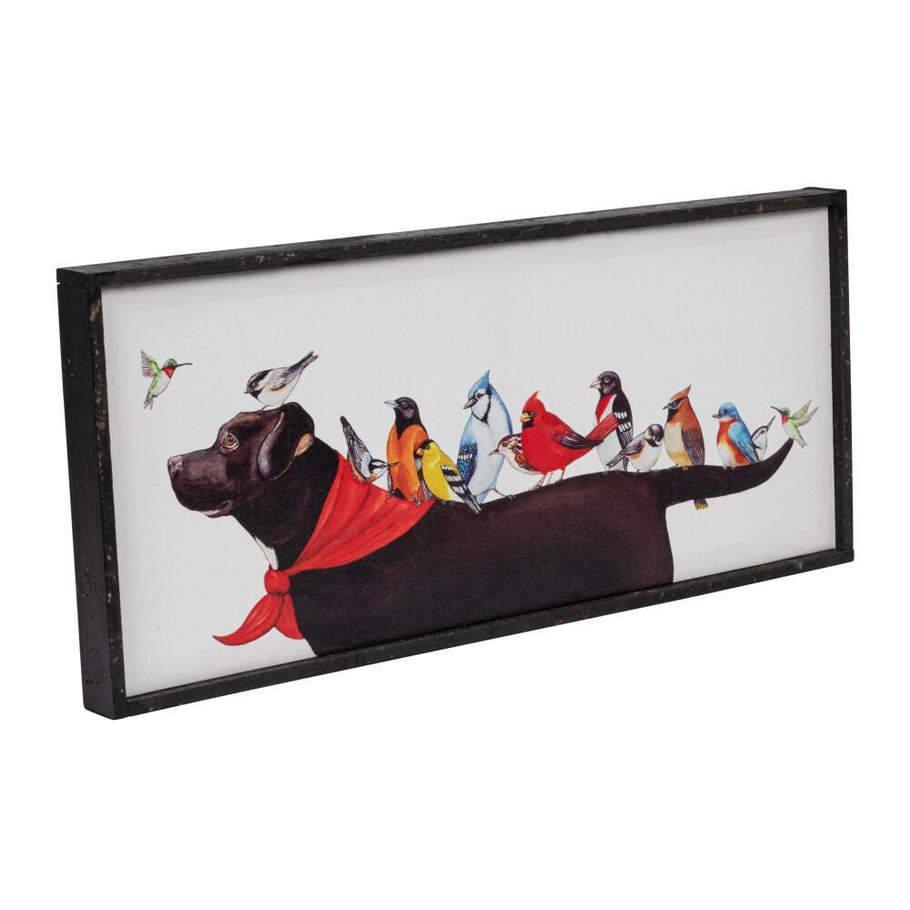 Creative Co-Op Birds And Dog Framed Wall Decor, , large
