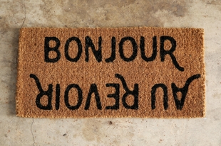 Storied Home Bonjour/Au Revoir Coir 32" x 16" Doormat, , rollover