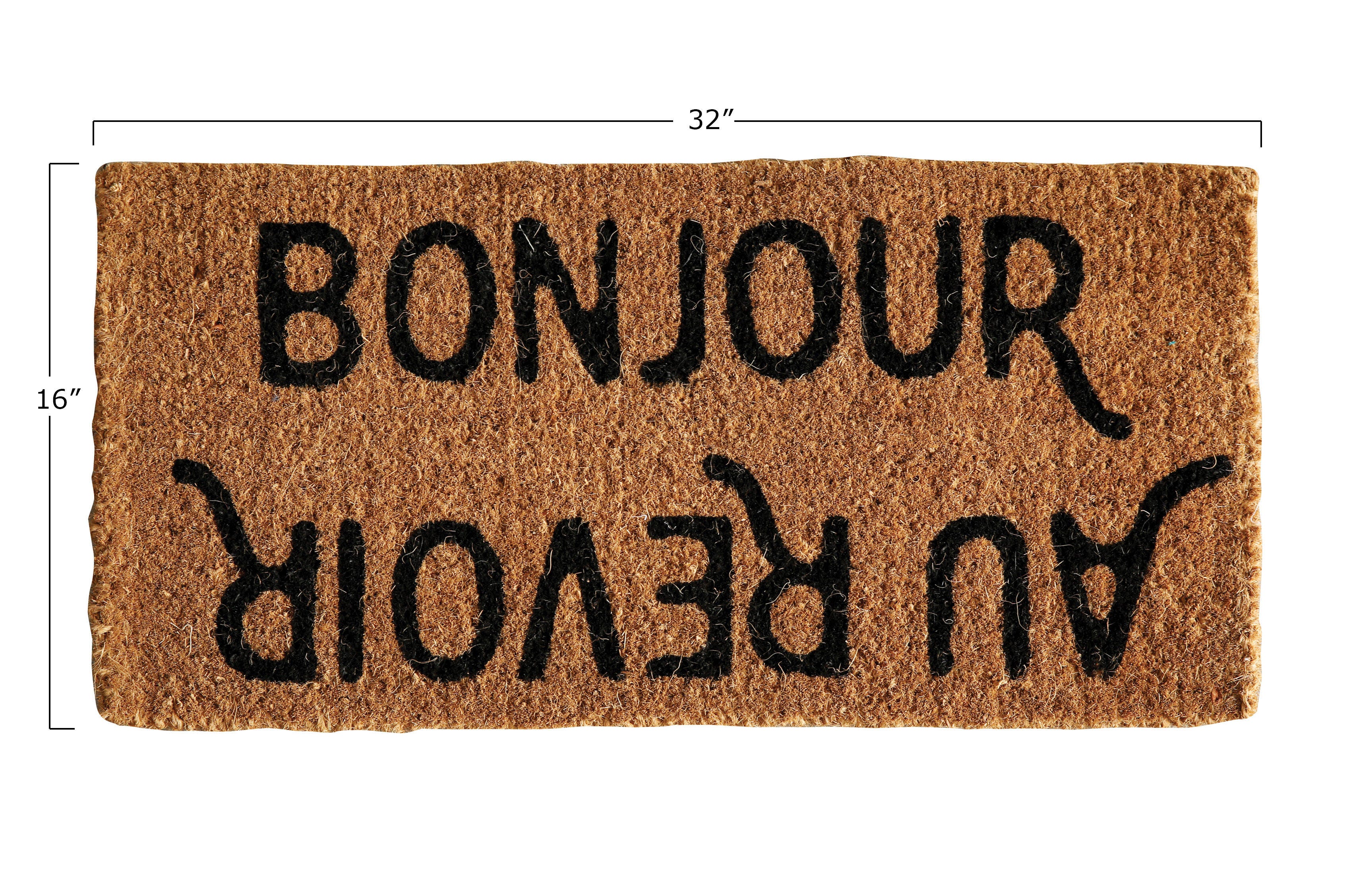 Storied Home Bonjour/Au Revoir Coir 32" x 16" Doormat, , large