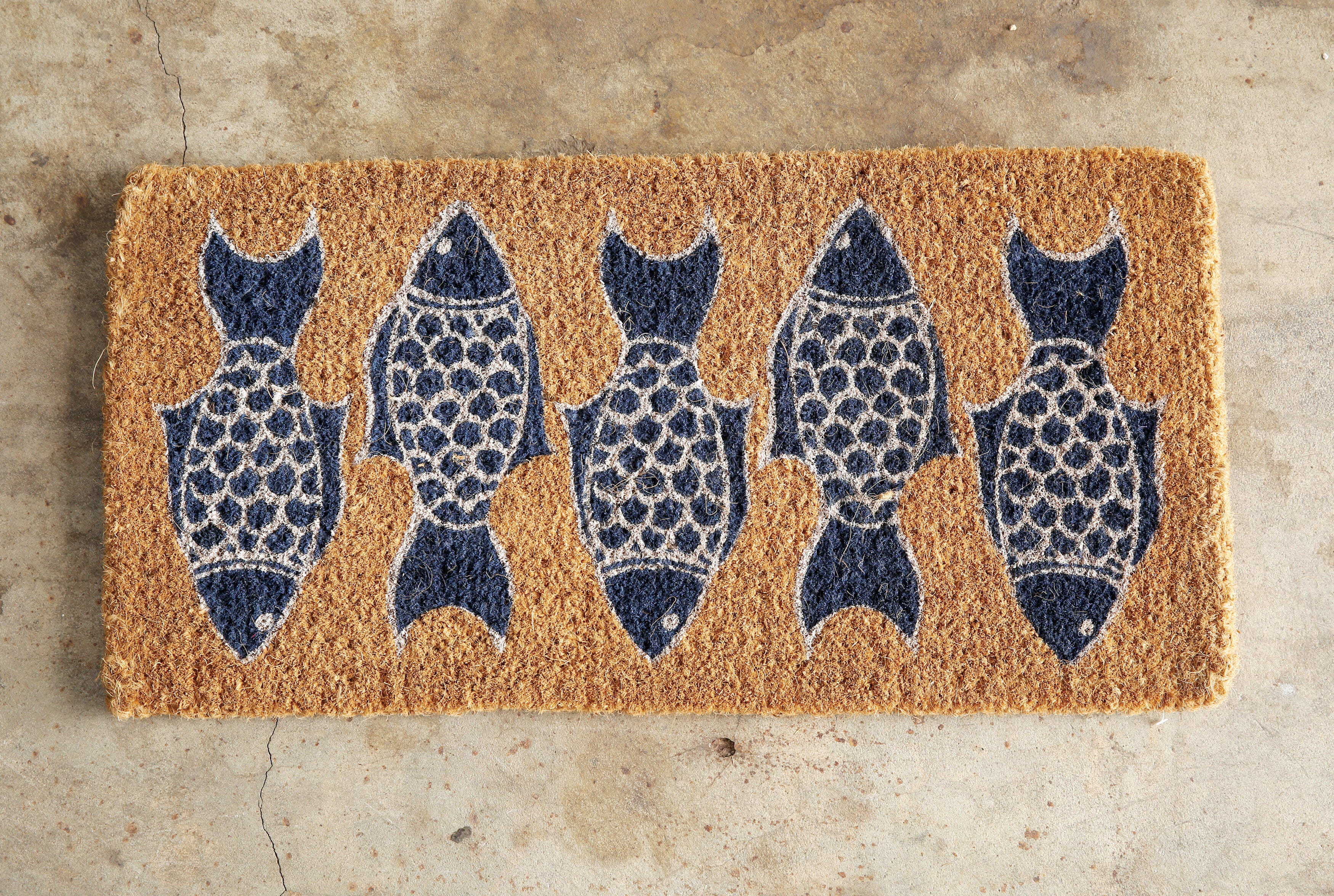 Storied Home Fish Image Coir 32" x 16" Doormat, , rollover