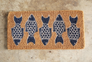 Storied Home Fish Image Coir 32" x 16" Doormat, , rollover