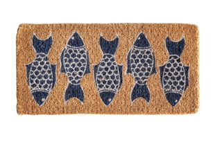 Storied Home Fish Image Coir 32" x 16" Doormat, , large