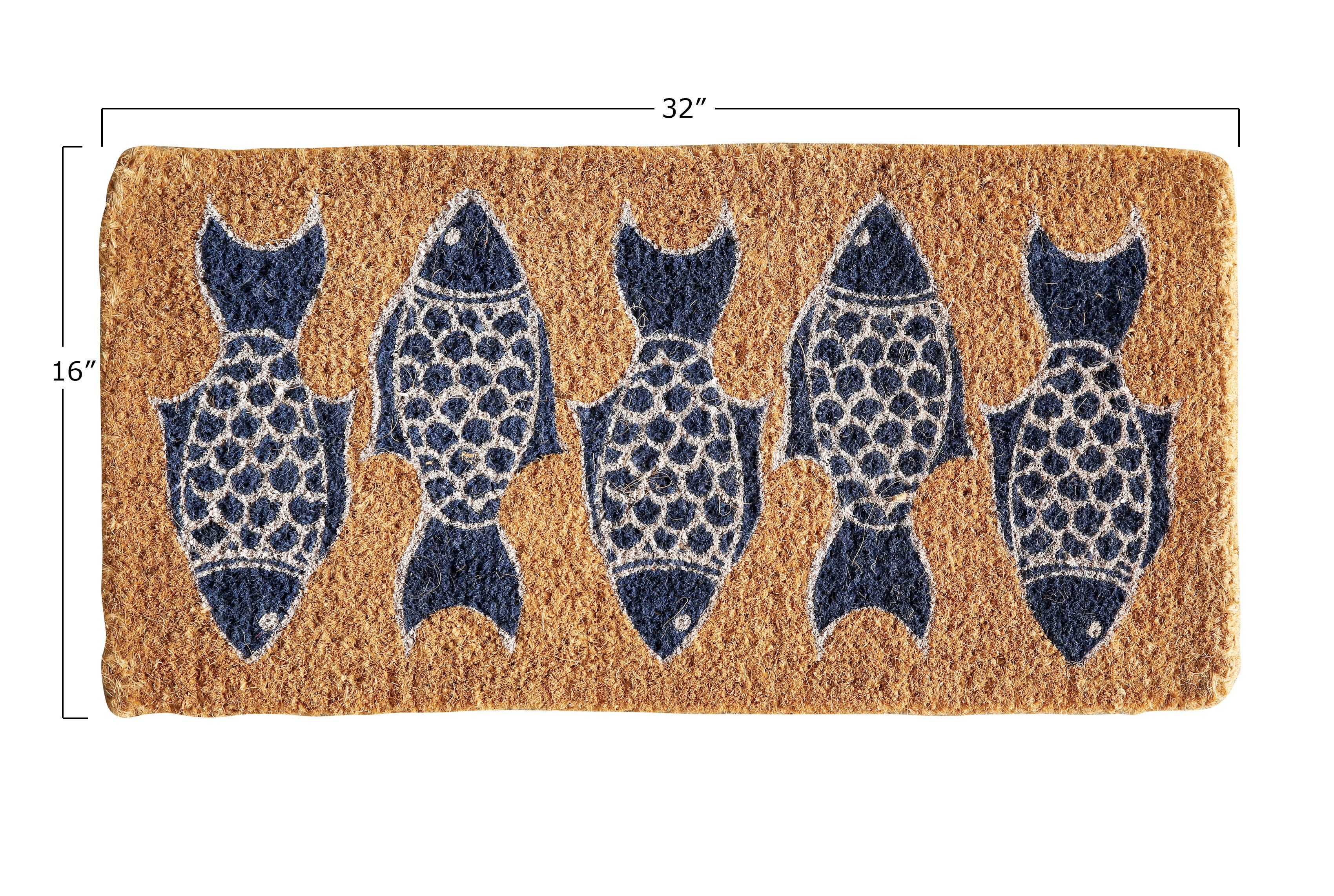 Storied Home Fish Image Coir 32" x 16" Doormat, , large