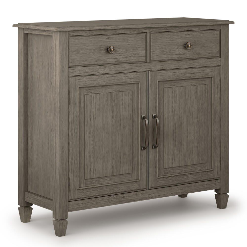 Simpli Home Connaught 40" Wide Solid Wood Traditional Entryway Storage Cabinet, Farmhouse Gray, large