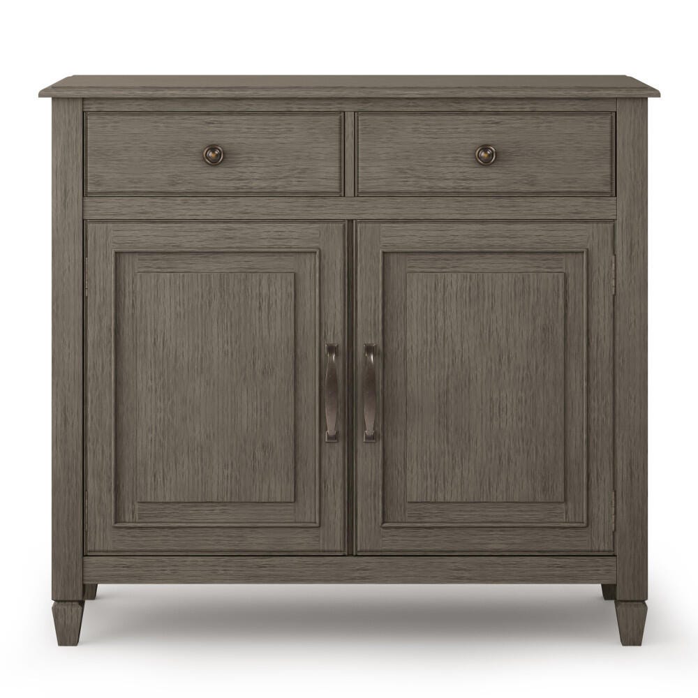 Simpli Home Connaught 40" Wide Solid Wood Traditional Entryway Storage Cabinet, Farmhouse Gray, large
