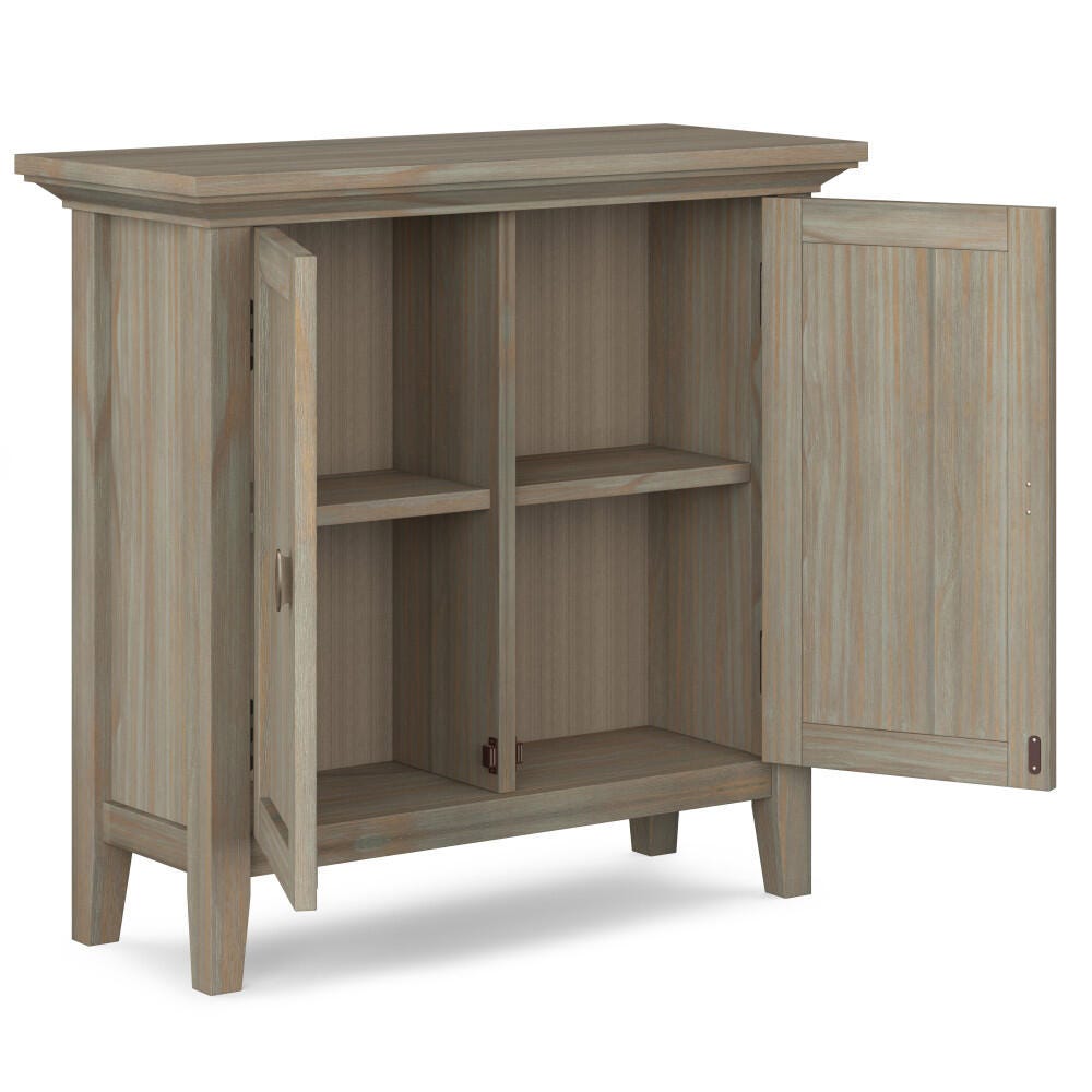 Simpli Home Redmond 32" Low Storage Cabinet, Gray, large
