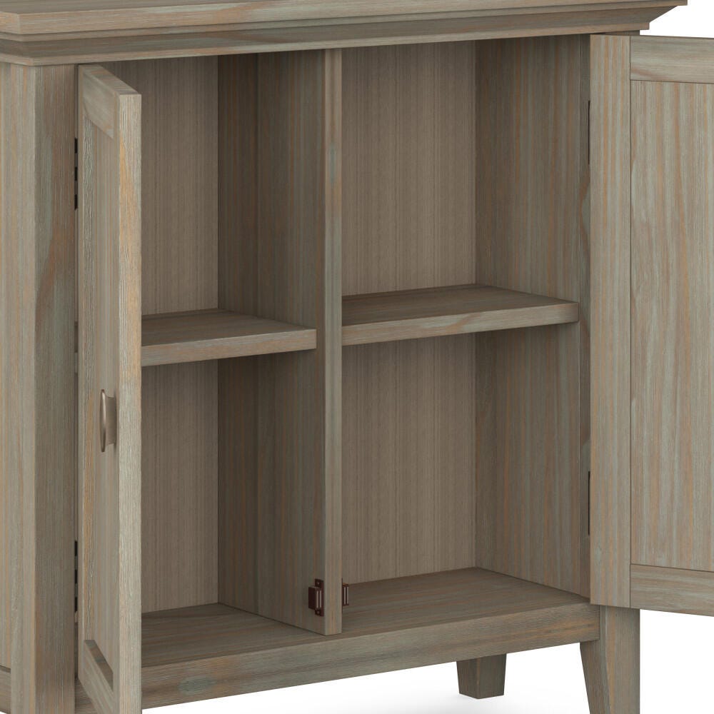 Simpli Home Redmond 32" Low Storage Cabinet, Gray, large