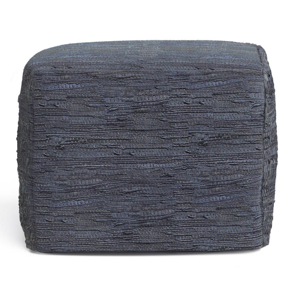 Simpli Home Fredrik Woven Leather Square Pouf, , large