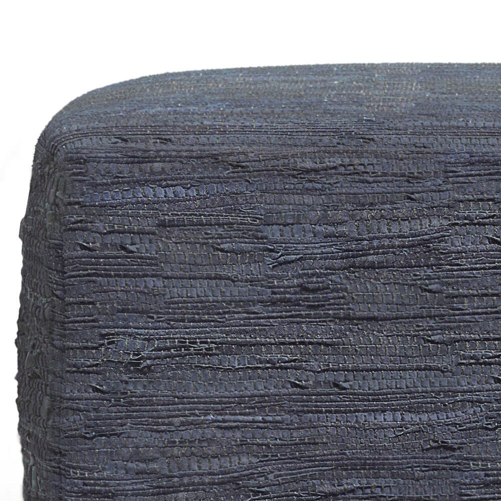 Simpli Home Fredrik Woven Leather Square Pouf, , large