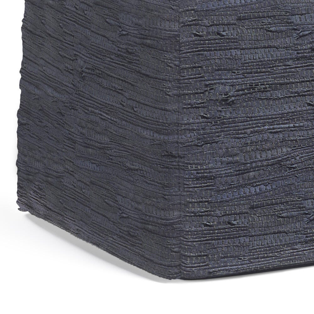 Simpli Home Fredrik Woven Leather Square Pouf, , large