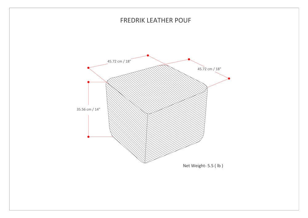 Simpli Home Fredrik Woven Leather Square Pouf, , large