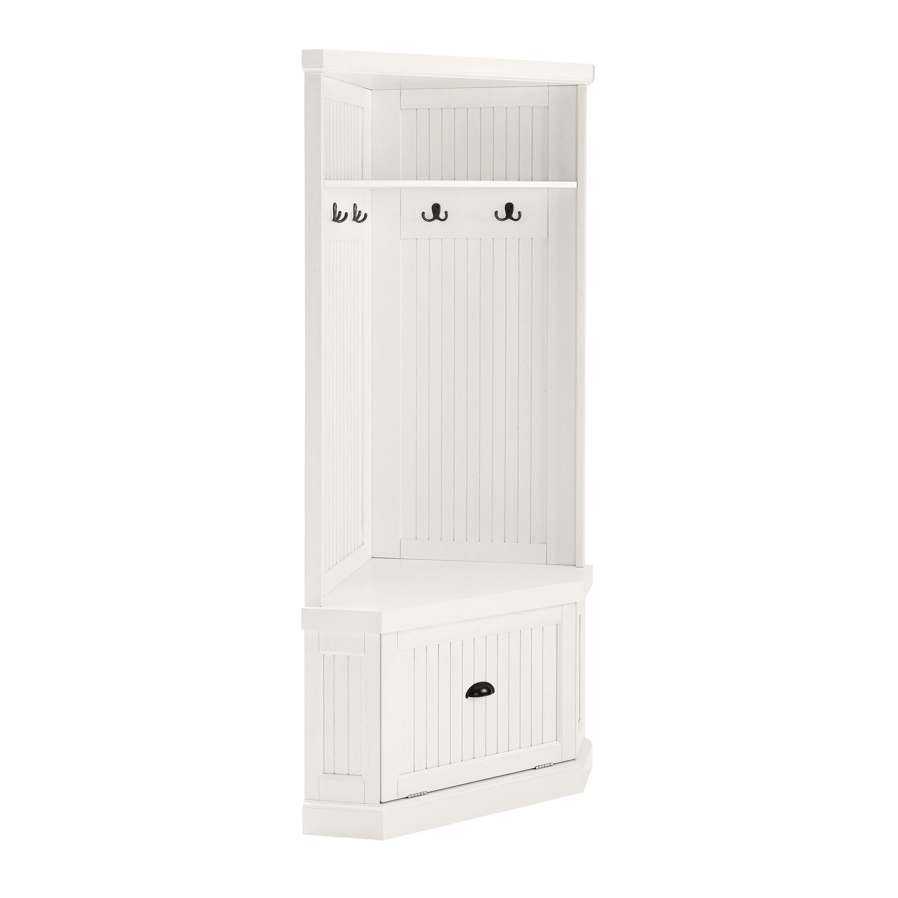 Crosley Seaside Corner Hall Tree, White, large