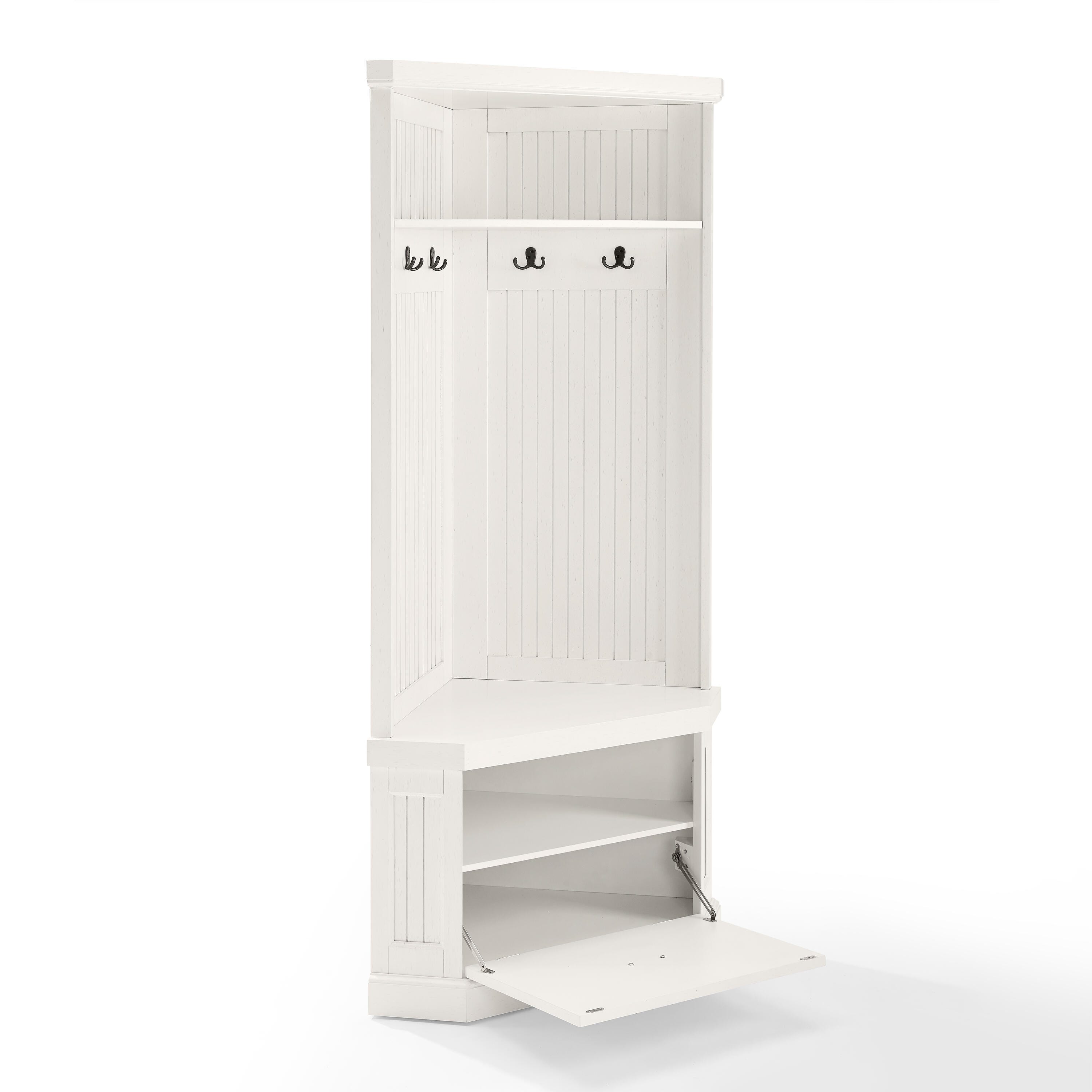 Crosley Seaside Corner Hall Tree, White, large