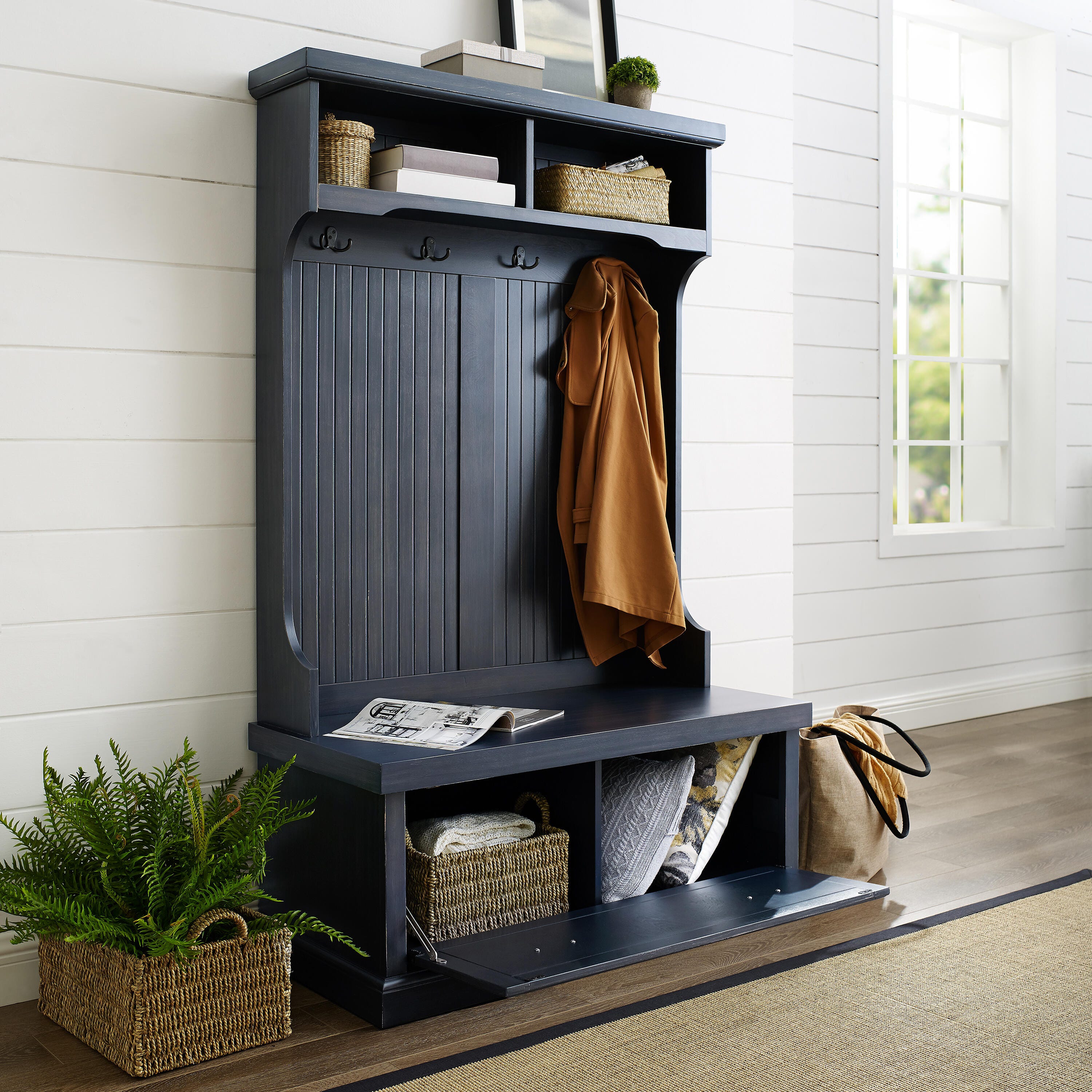 Crosley Seaside Hall Tree, Navy, large