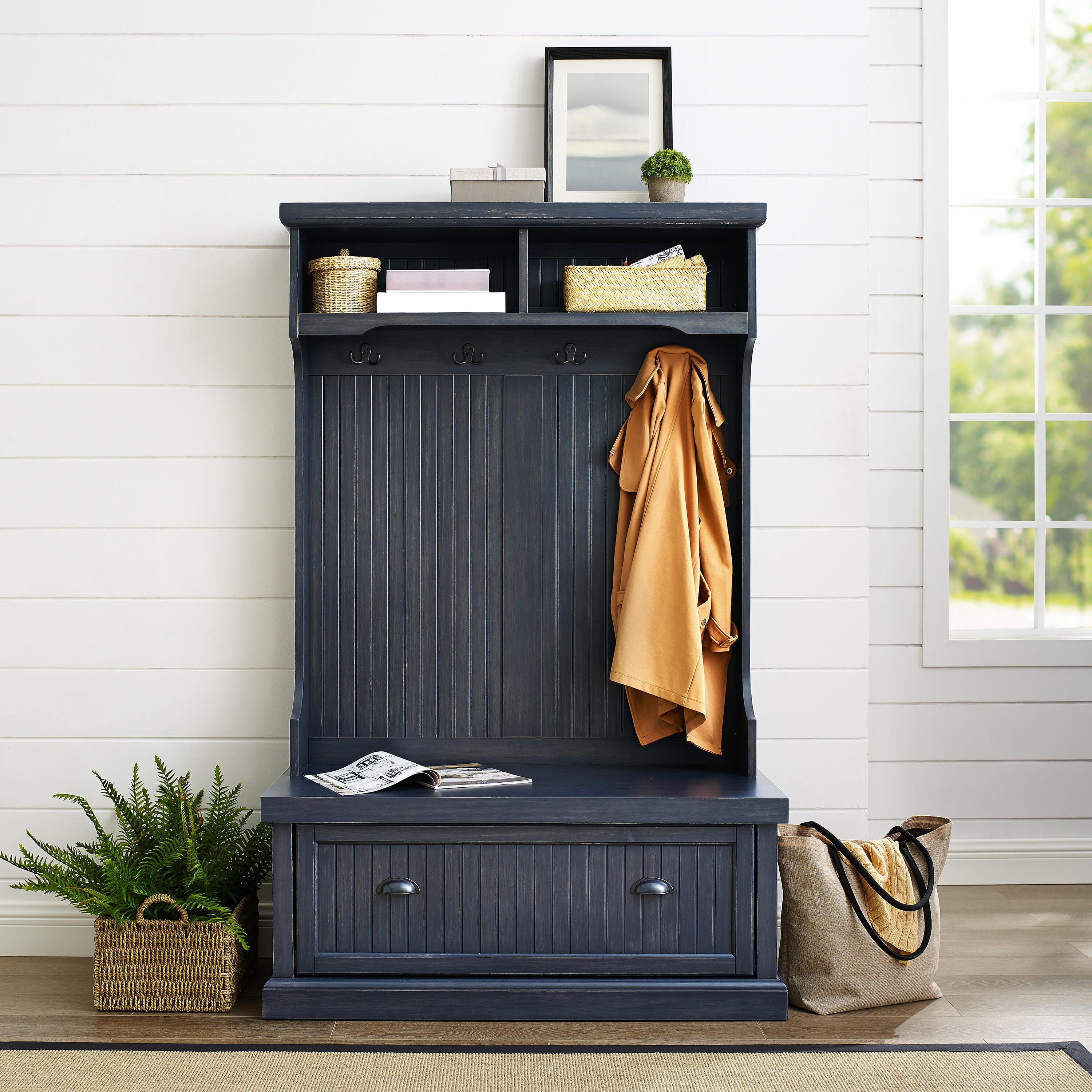 Crosley Seaside Hall Tree, Navy, large