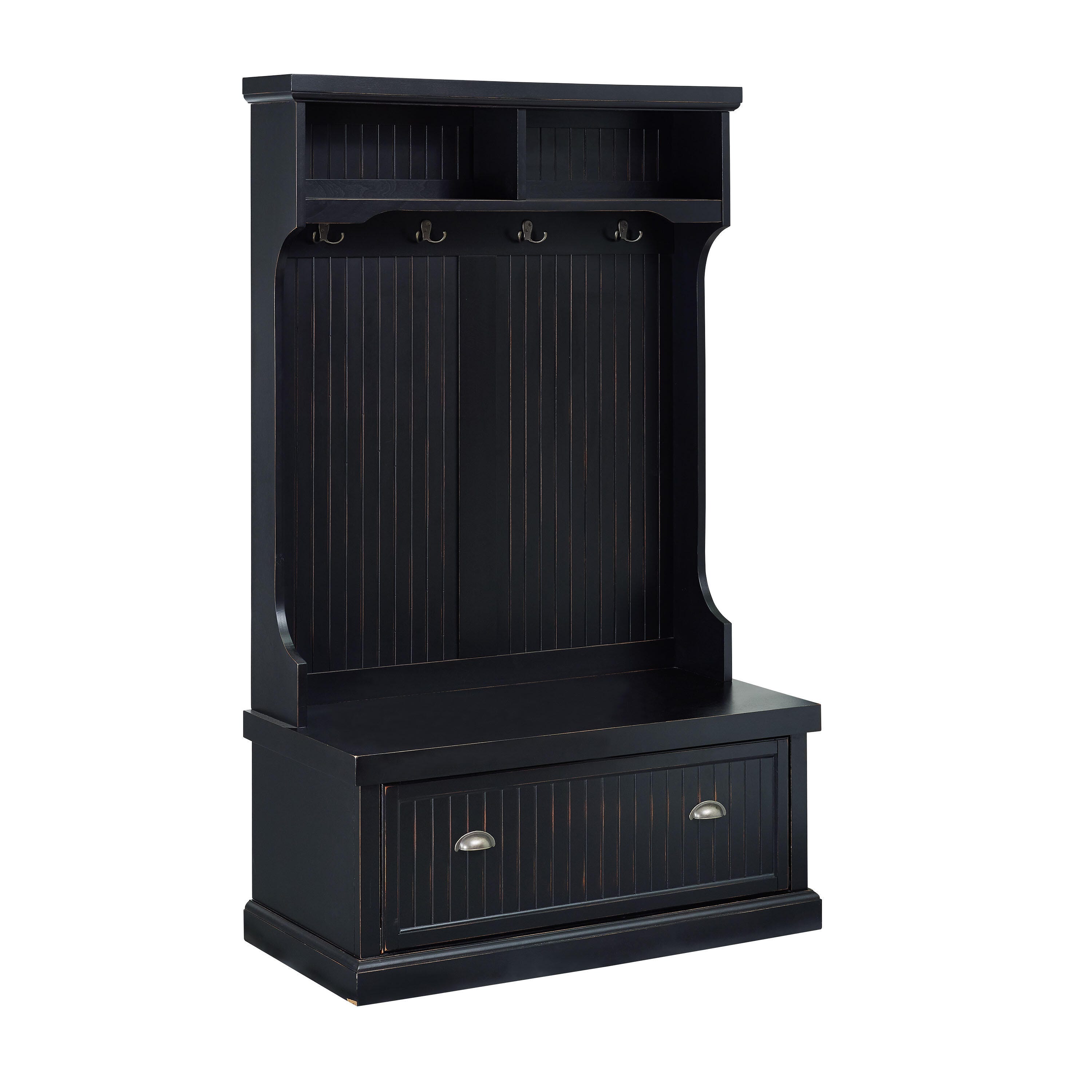 Crosley Seaside Hall Tree, Distressed Black, large