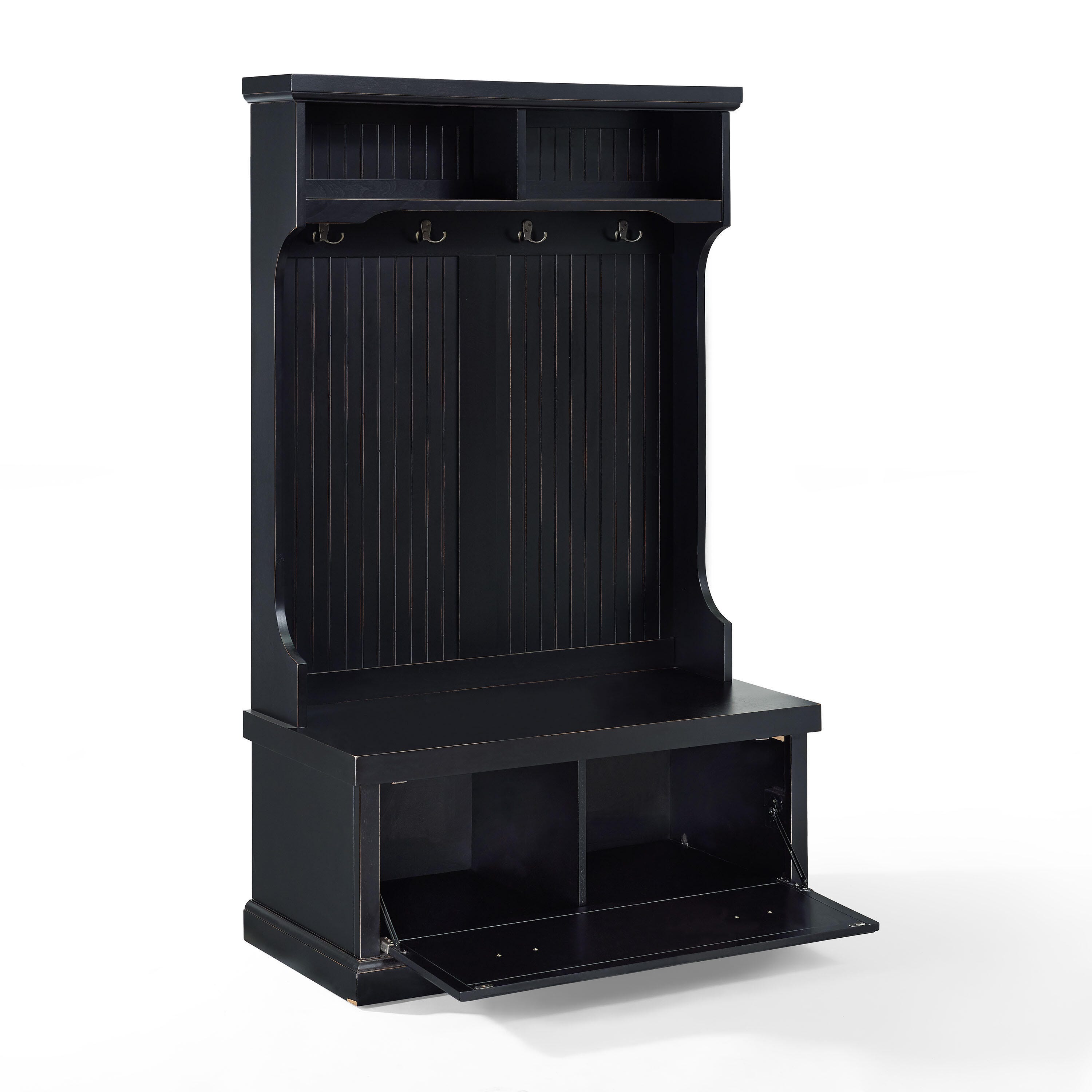 Crosley Seaside Hall Tree, Distressed Black, large