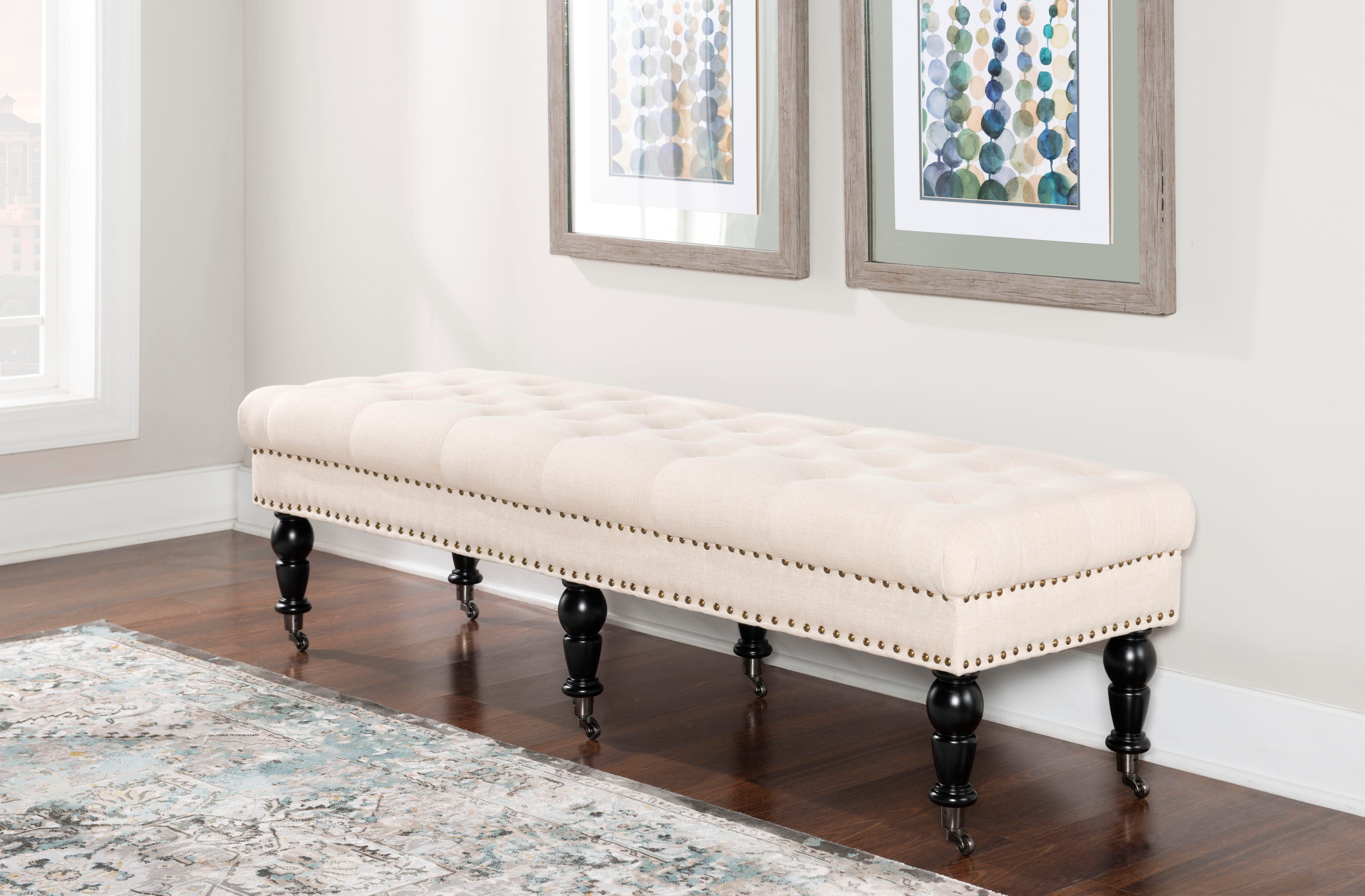 Linon Isabelle 62 Inch Bench, Dark Espresso, rollover