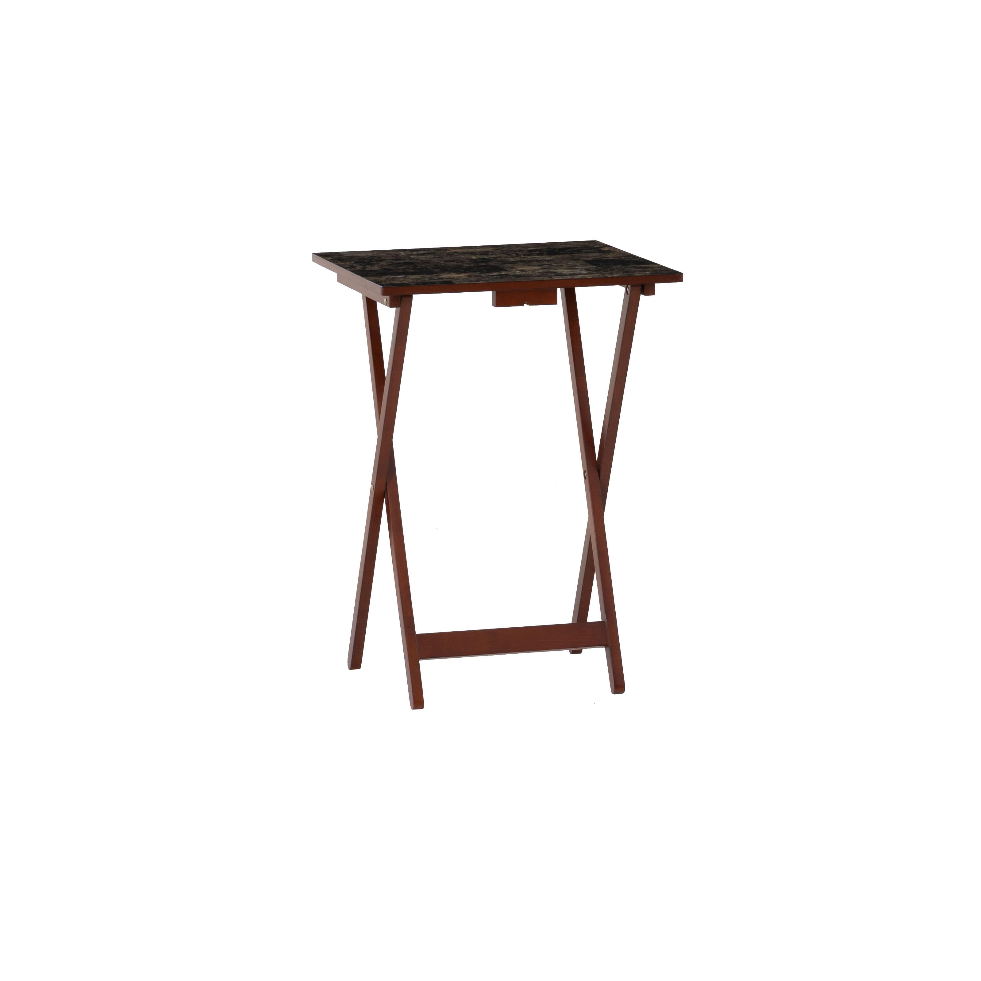 Linon Talia Tray Table Set of 4, Brown, large