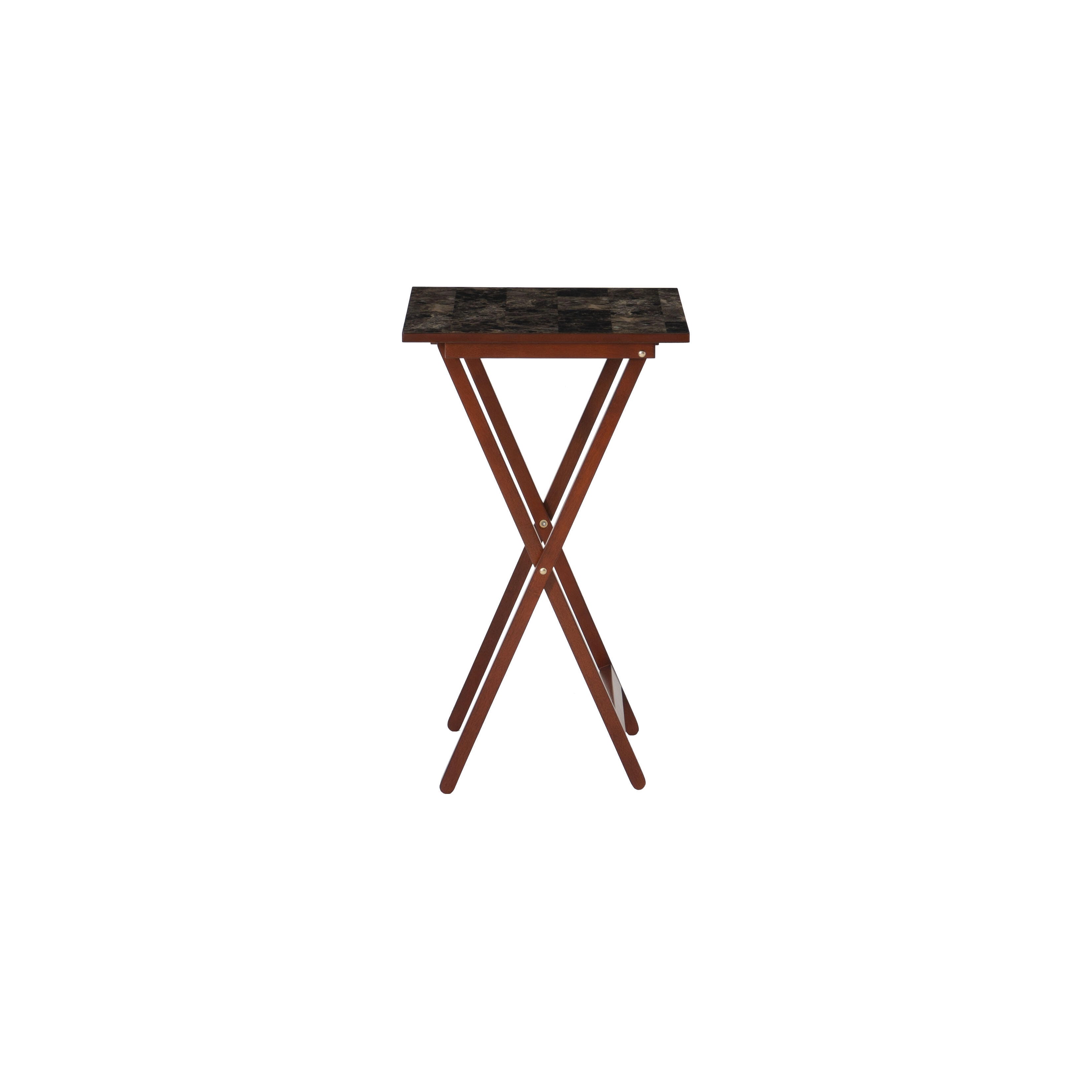 Linon Talia Tray Table Set of 4, Brown, large