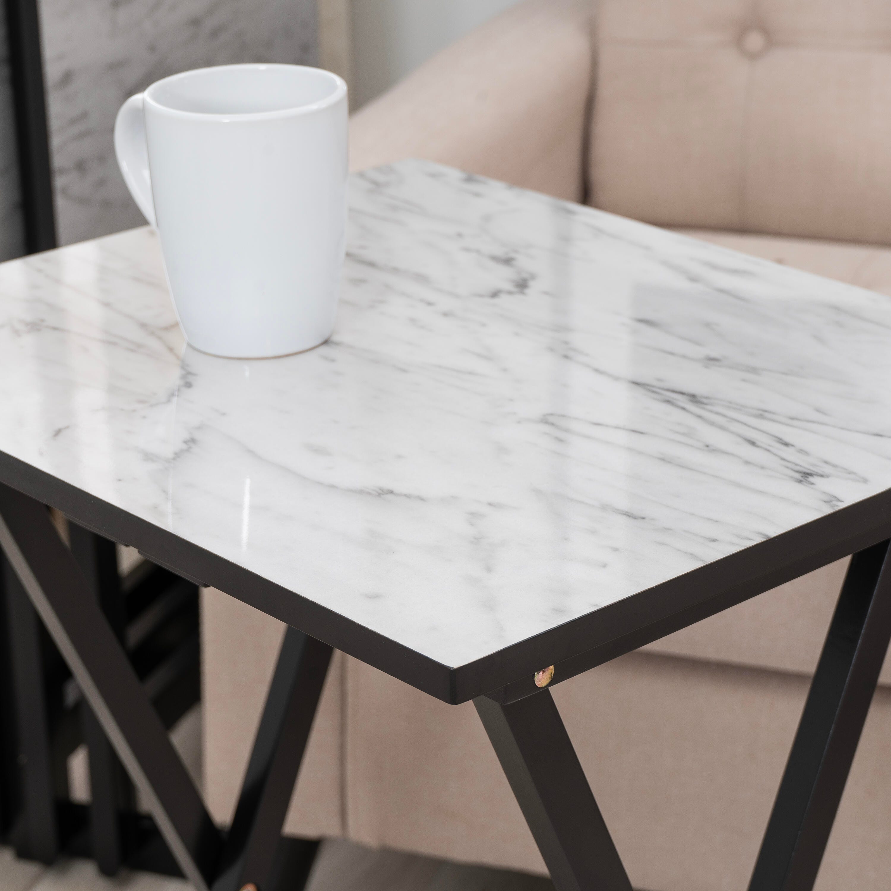 Linon Talia Talia Tray Table Set of 4, Black, large