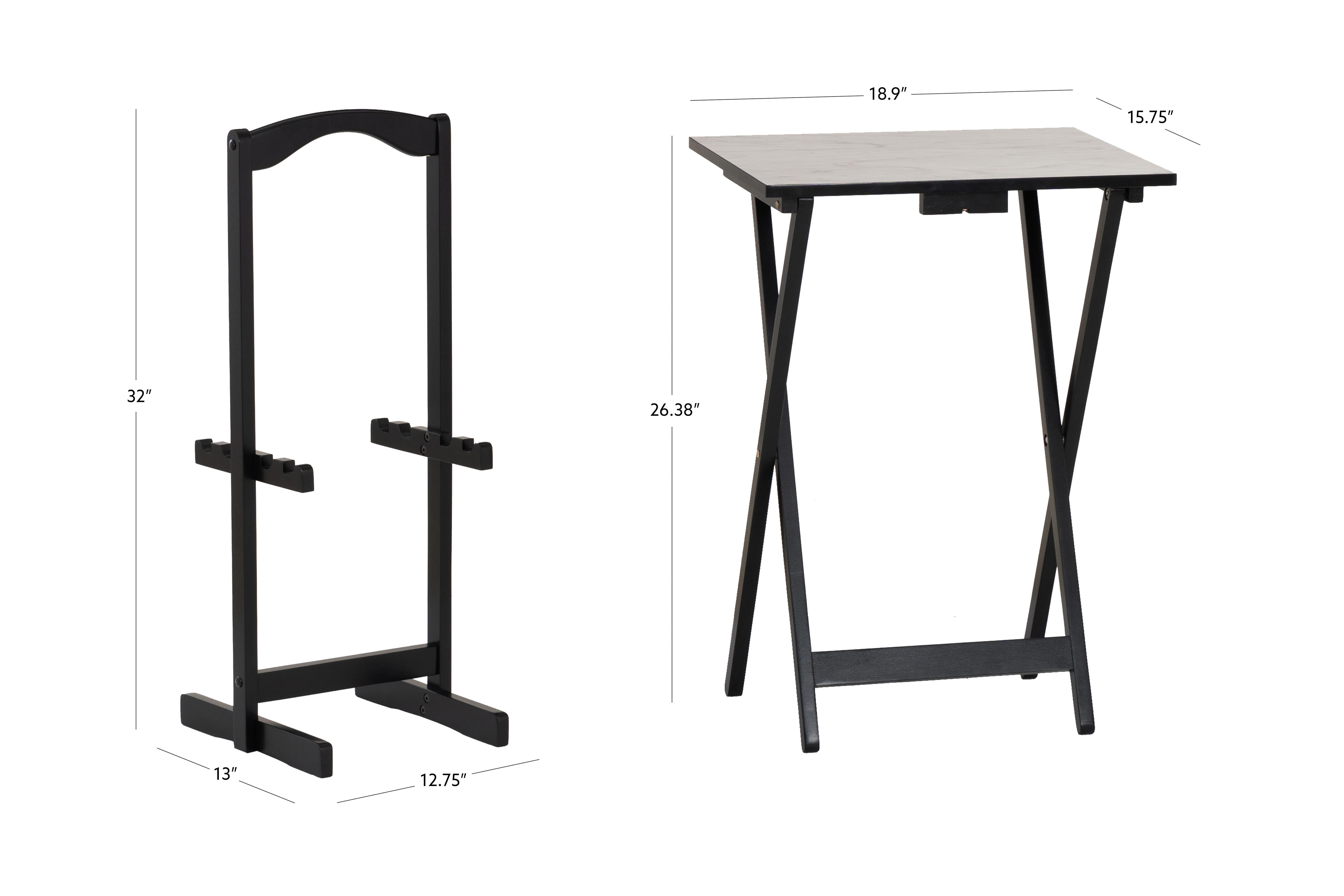 Linon Talia Talia Tray Table Set of 4, Black, large