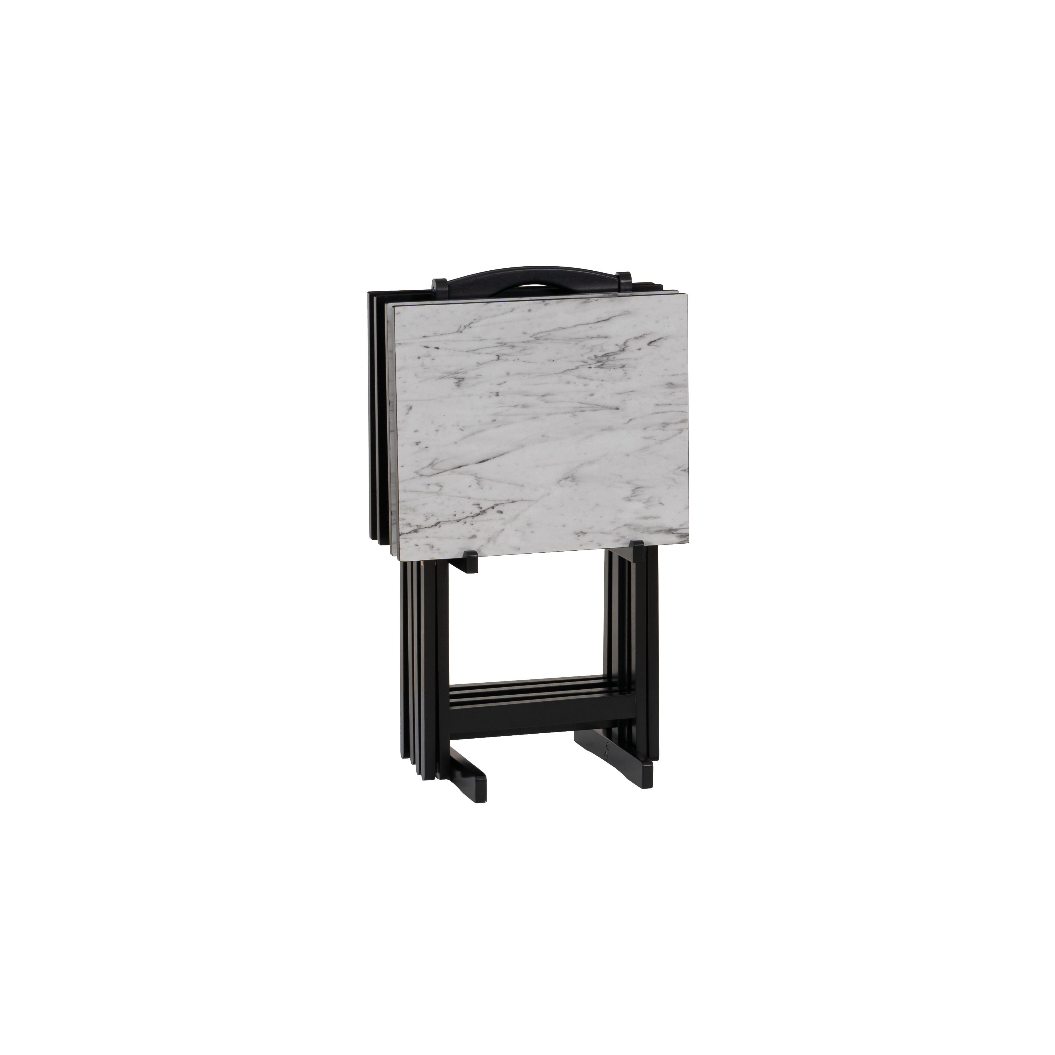 Linon Talia Tray Table Set of 4, Black, large