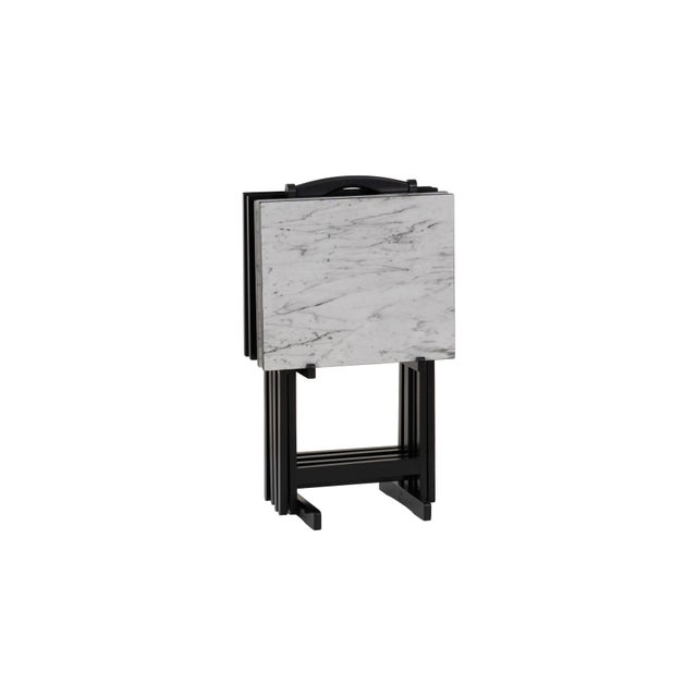 Faux Marble TV Tray 4-Piece Set