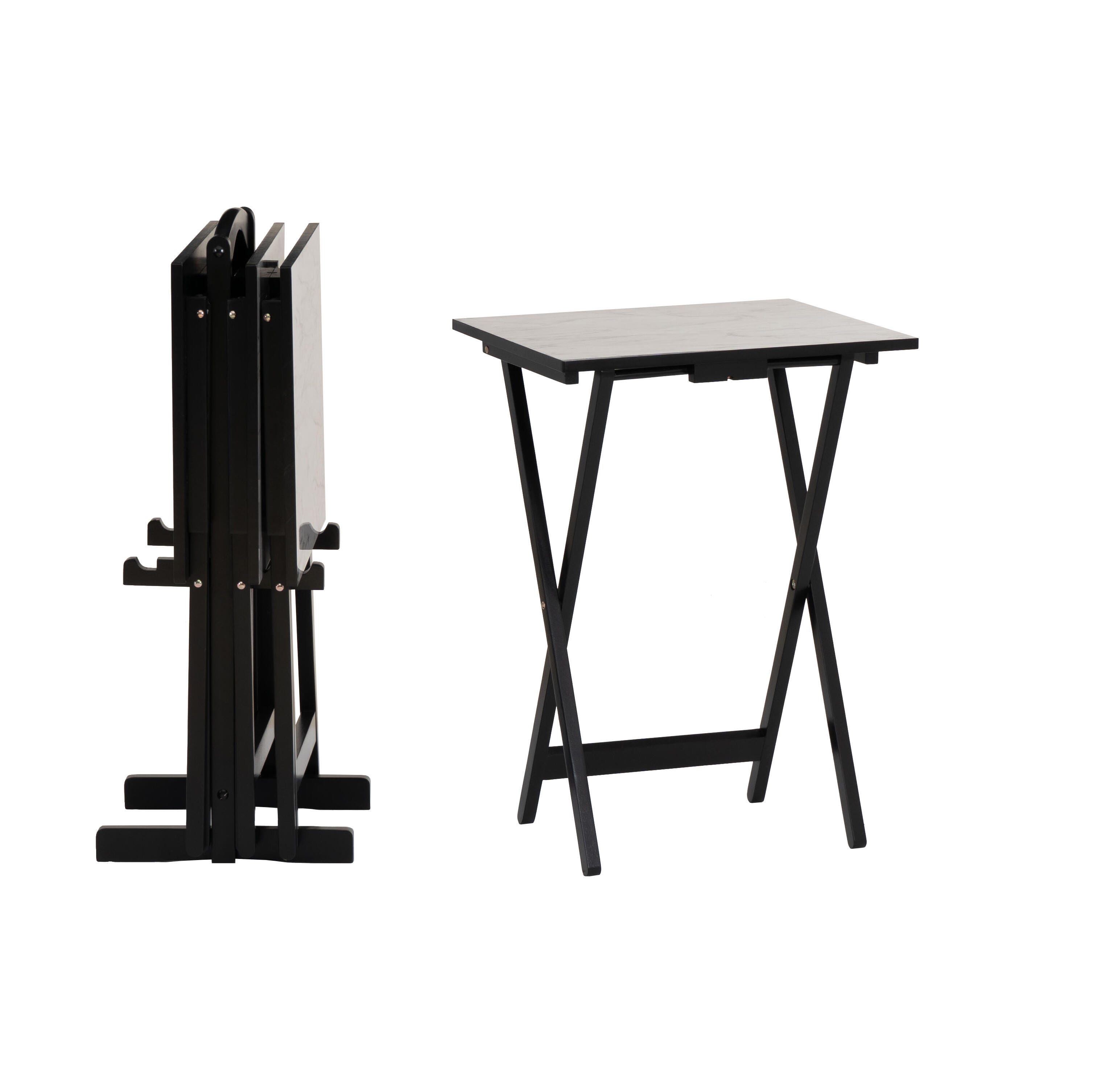 Linon Talia Talia Tray Table Set of 4, Black, large