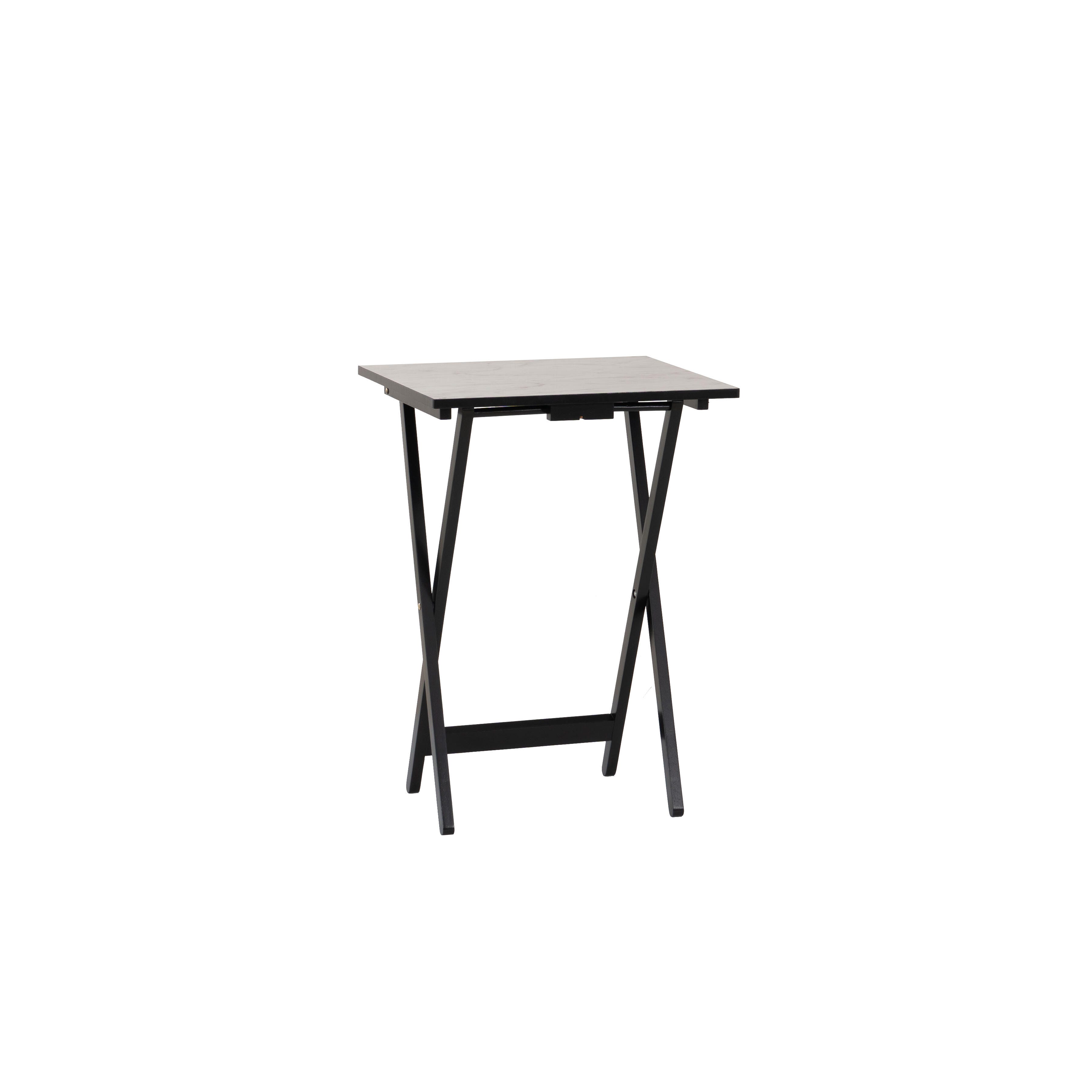 Linon Talia Tray Table Set of 4, Black, large