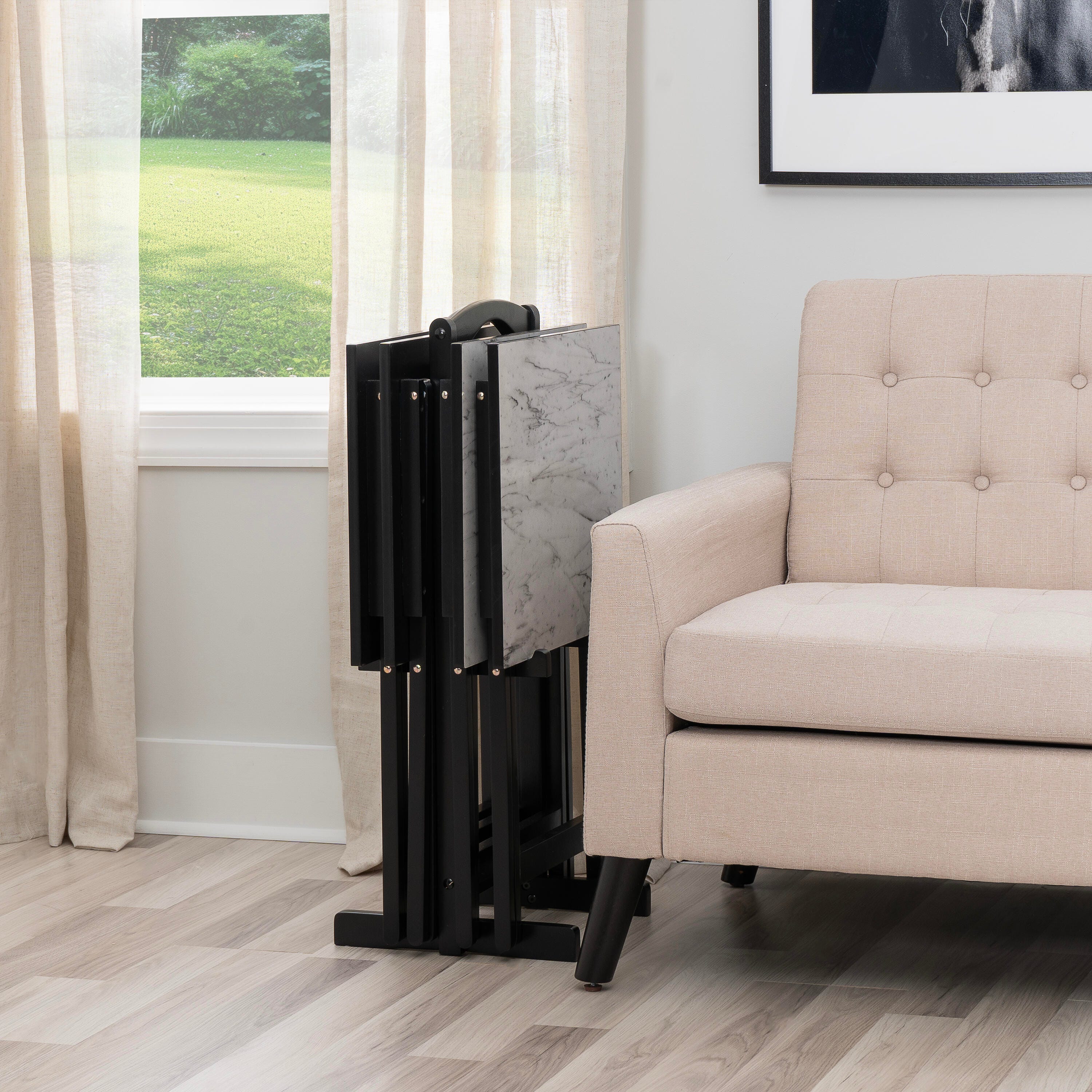 Linon Talia Talia Tray Table Set of 4, Black, large